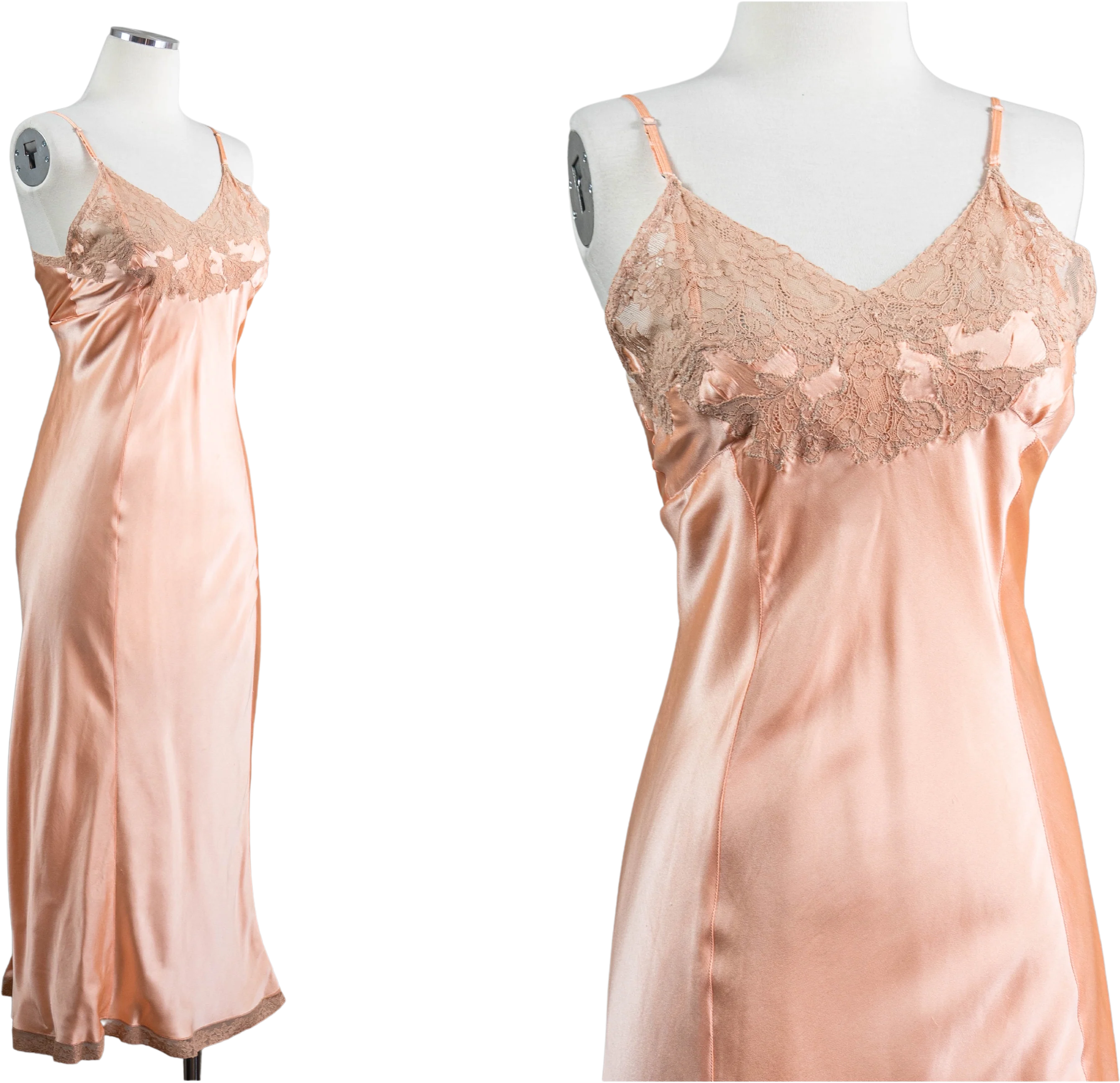 30s New With Tagpink Silk And Lace Slip Dress