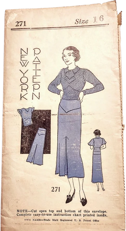 30s Original Skirt And Blouse Deco Era Sewing Pattern By New York Pattern