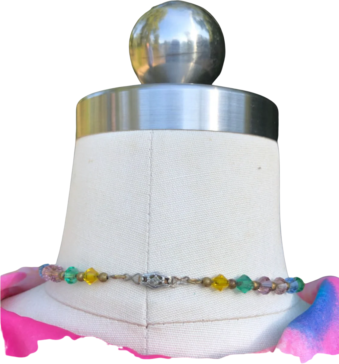 30s Pastel Czech Glass Necklace - Image 2