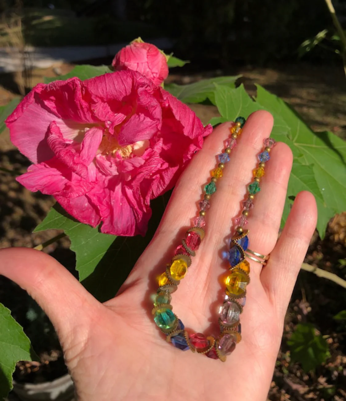 30s Pastel Czech Glass Necklace - Image 5
