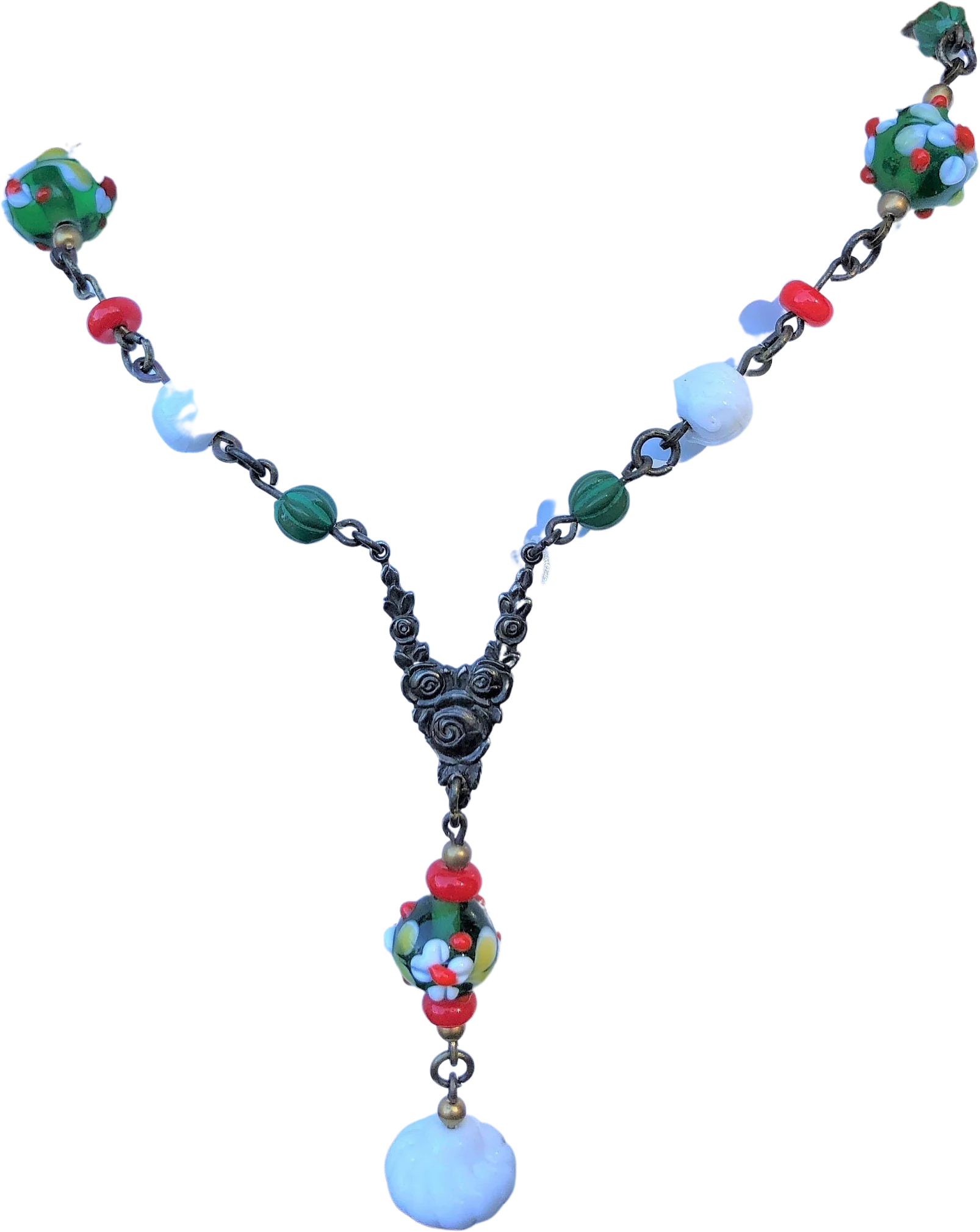 30s Rare Wedding Cake Bead Necklace