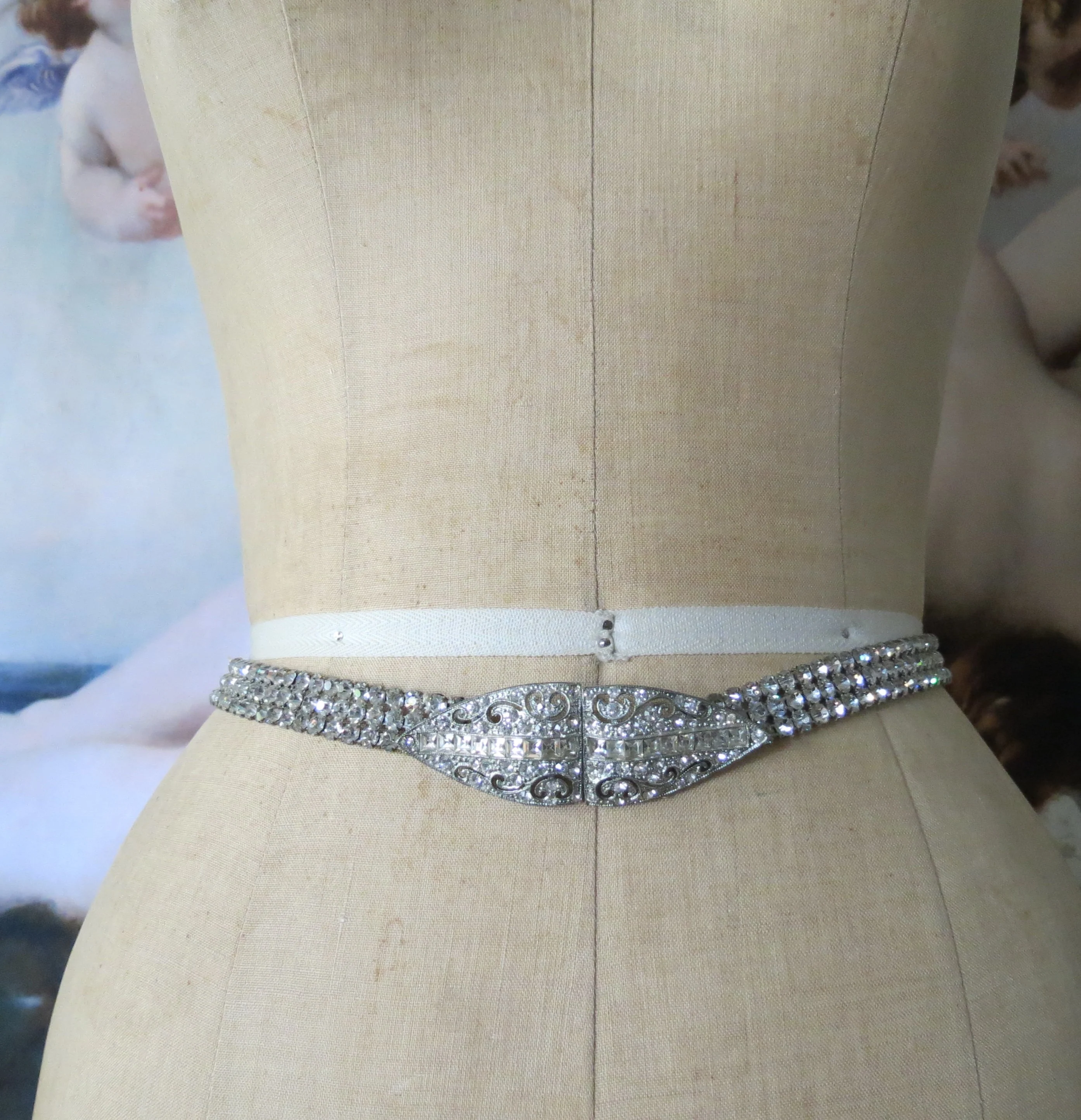30s Rhinestone Belt Art Deco Era Flapper Diamante - Image 3