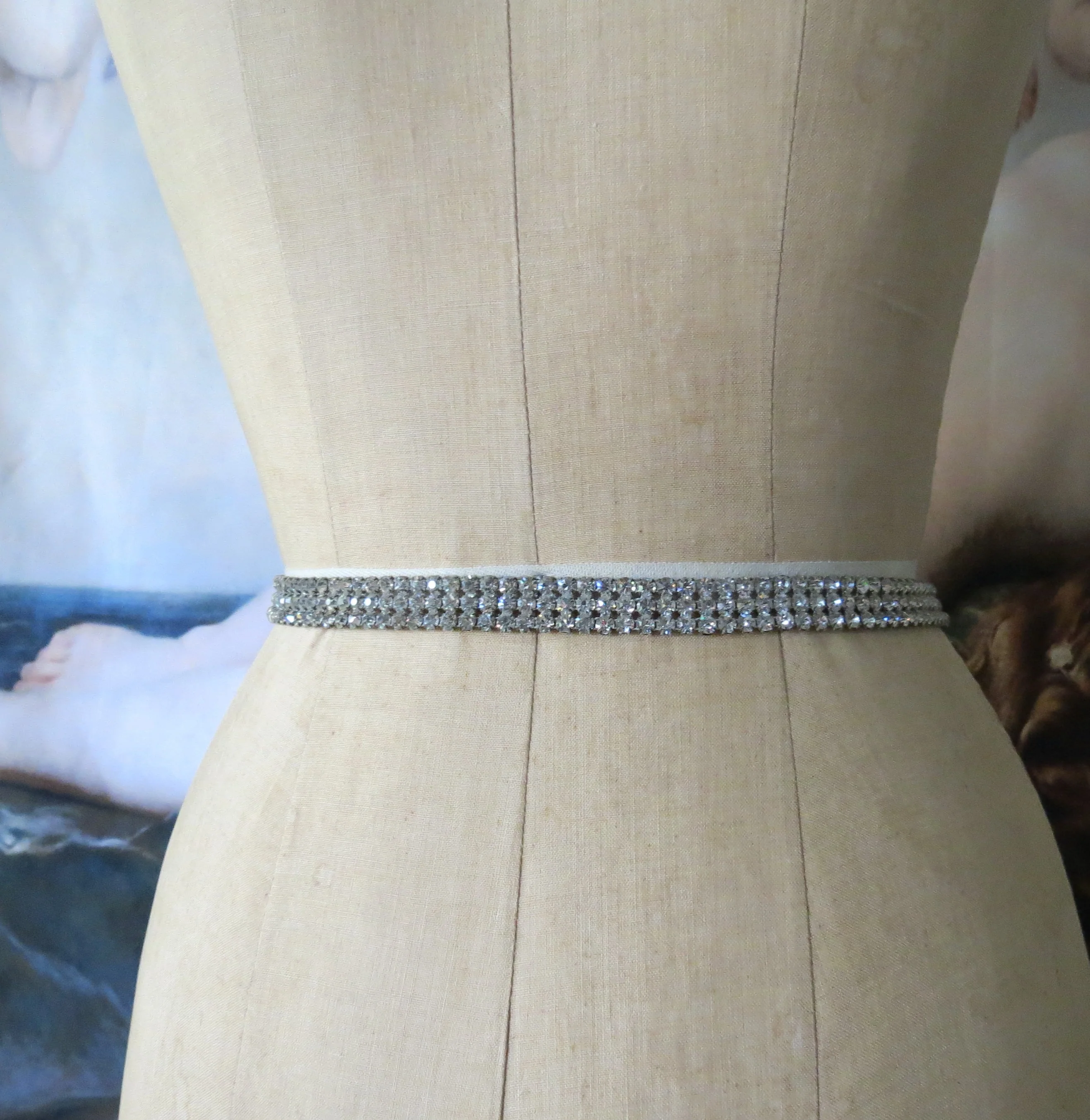 30s Rhinestone Belt Art Deco Era Flapper Diamante - Image 4