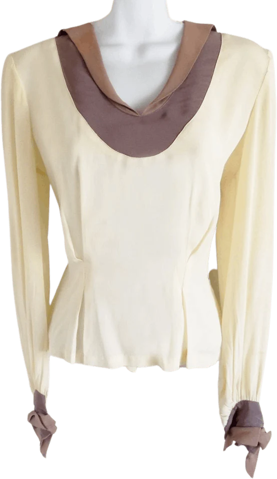 30s Sailor Style Woman's Blouse Covered Buttons Three Toned Jean Harlow by Jane Compton