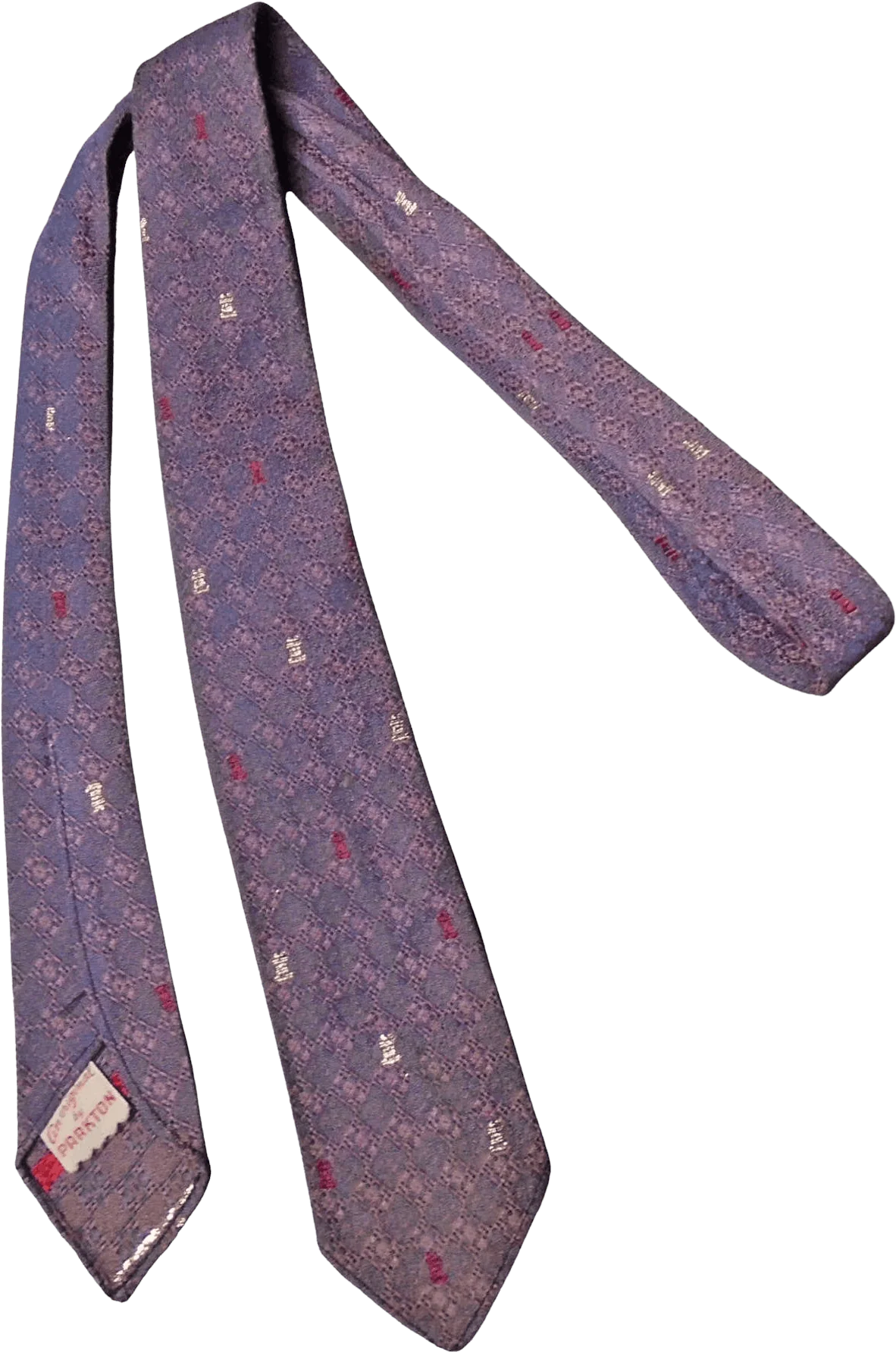 30s Slim Necktie Rare Tie Gold Chess Rooks Embroidery By Parkton - Image 4
