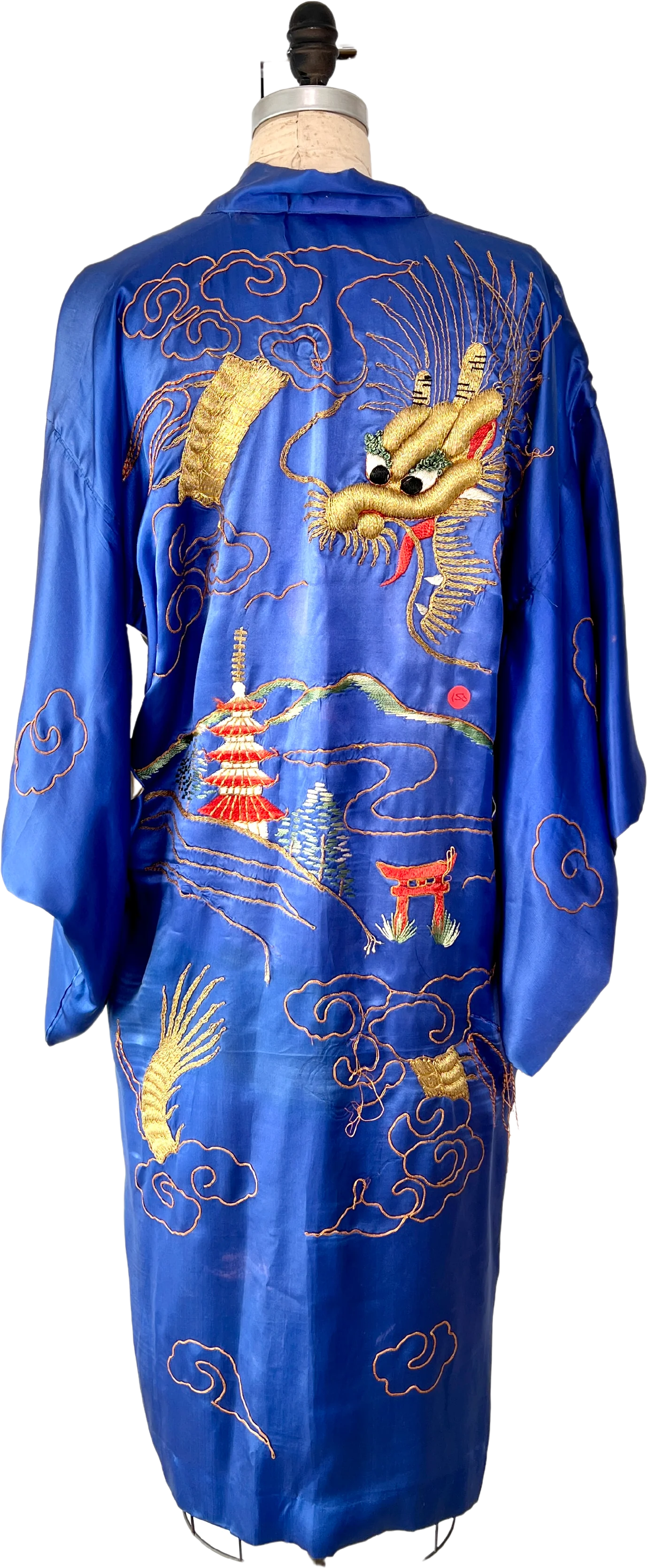 30s Three Dimensional Dragon Embroidered Kimono Style Robe - Image 2