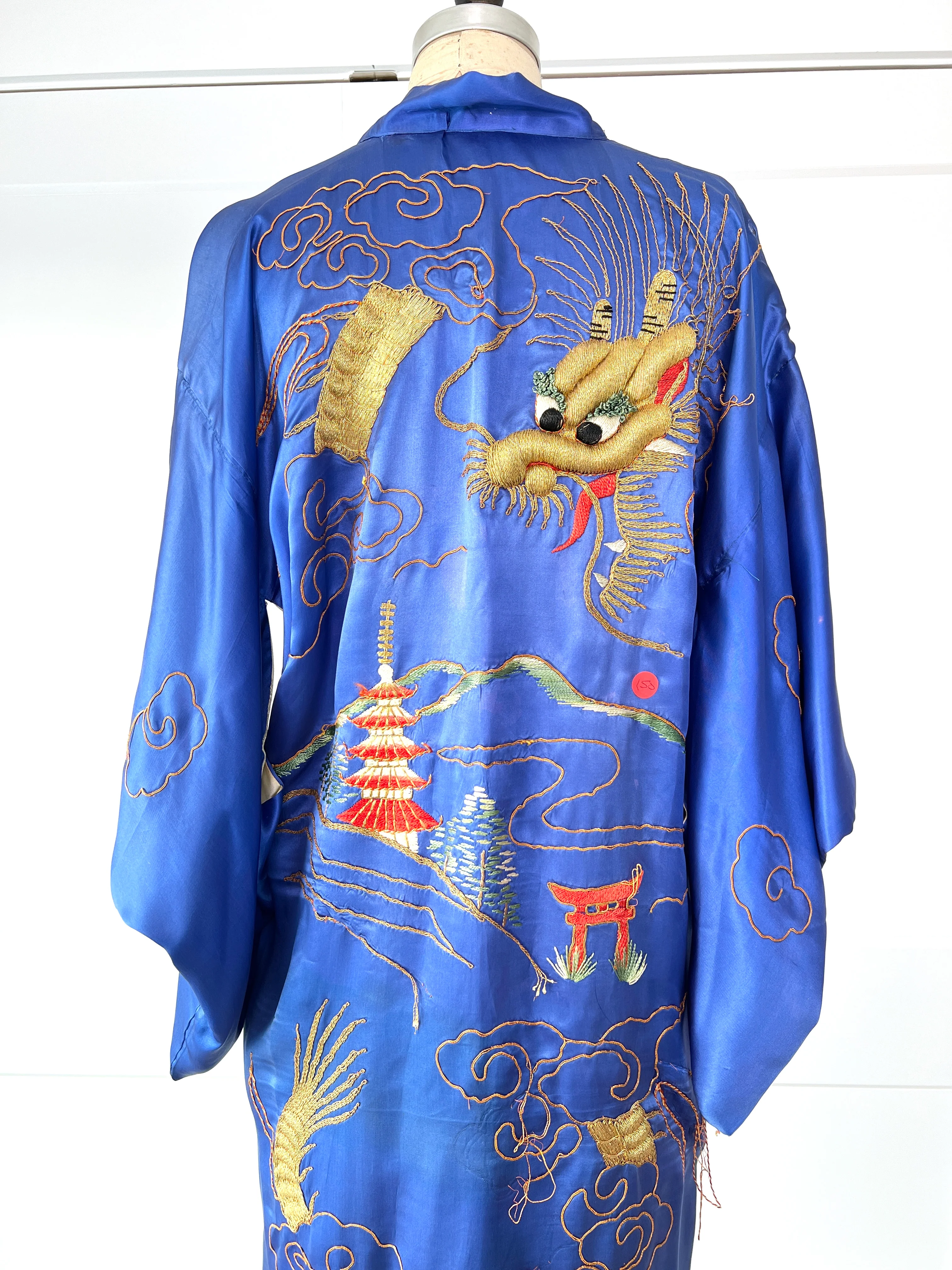 30s Three Dimensional Dragon Embroidered Kimono Style Robe - Image 6
