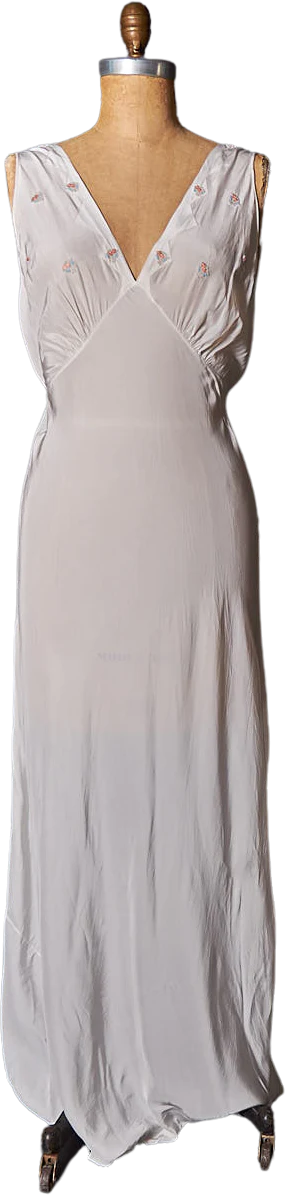 30s Vintage 40s Yolande Bias-cut Negligee Nightgown By Yolande