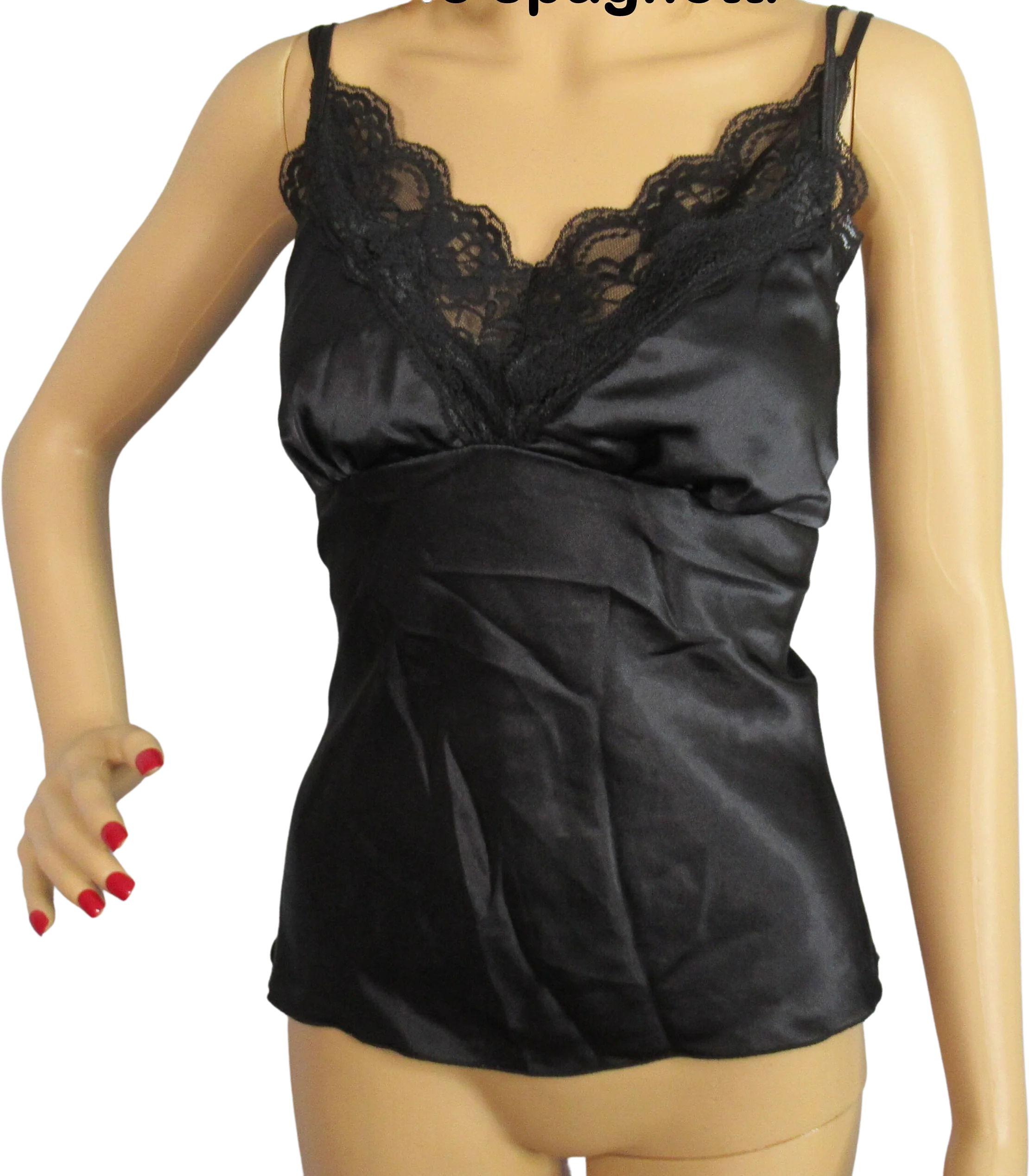 34/36 Bust Camisole Unique 2 Layer Softly Shaped Bra Bodice with Lace, Adjustable Straps, Peep Studio Black Polyester, Made In Usa Vtg