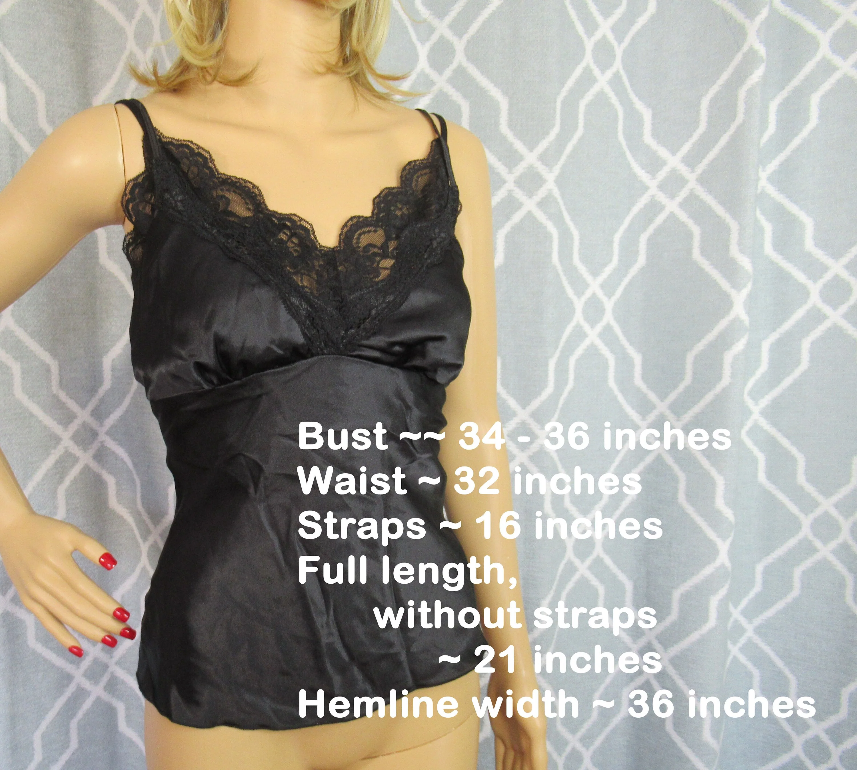 34/36 Bust Camisole Unique 2 Layer Softly Shaped Bra Bodice with Lace, Adjustable Straps, Peep Studio Black Polyester, Made In Usa Vtg - Image 5