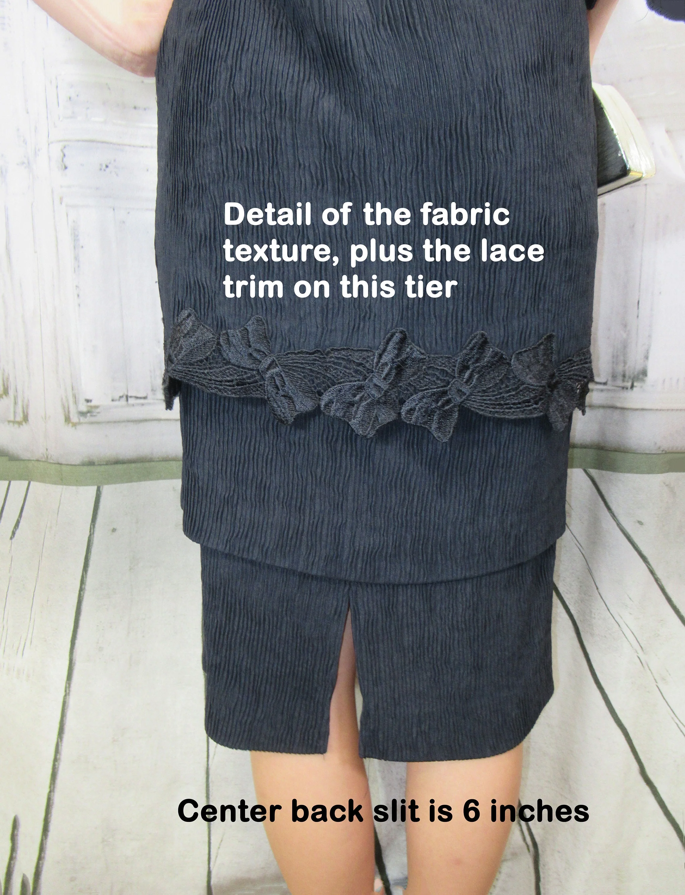 34 Bust Dress Black Knee Length with 3 Tiers 3/4 Length Sleeves Arnel/nylon Made In Usa Ilgwu Union Label Back Zipper Vtg by Leslie Fay - Image 8