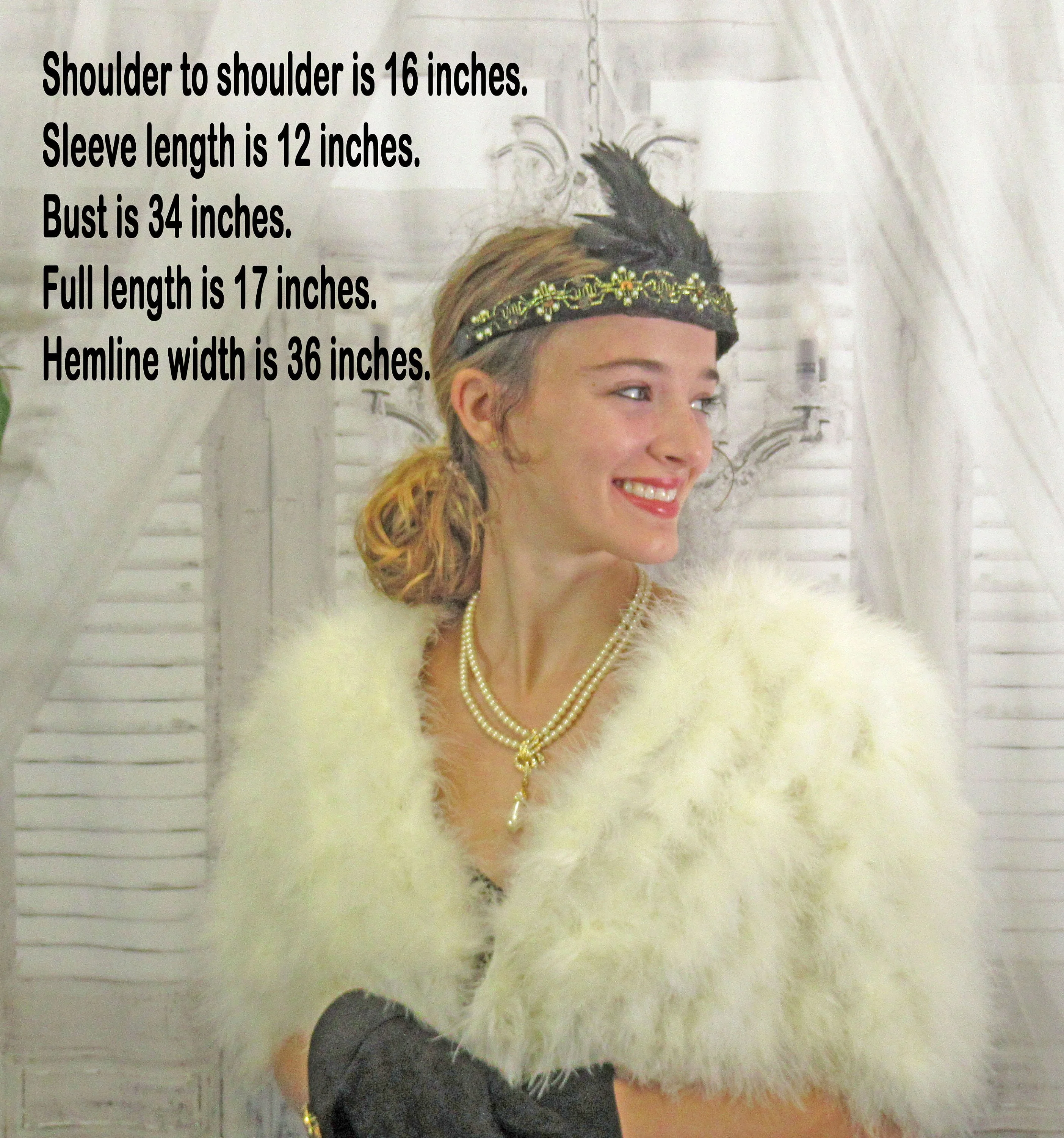 34 Bust Faux Fur Shrug Cachet 70s White Fluffy Rabbit, Lined, Short Sleeves, Front Hooks Or Wear Open, Bridal, Event/party Wear Vtg - Image 7