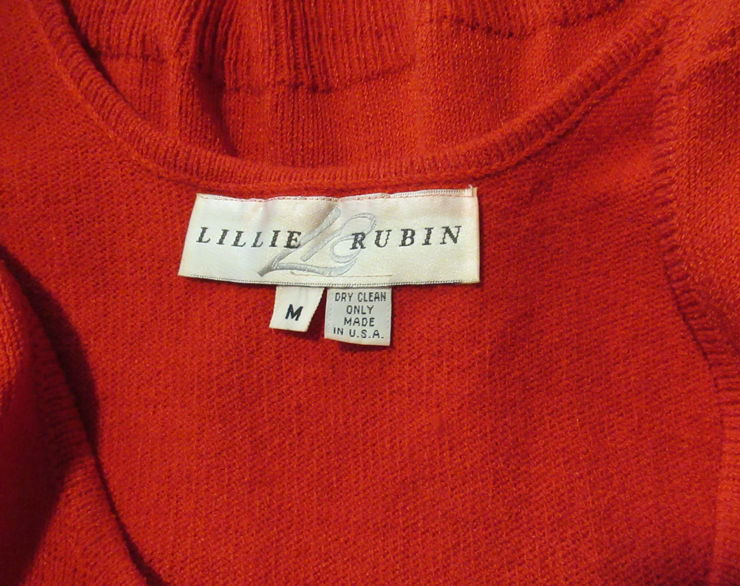 34 Bust Tank Top Santana Knit Made for Lillie Rubin Red Classic Scoop Neck Sleeveless, Waist Length, Sz Med, Sjk Made In Usa by St John - Image 7