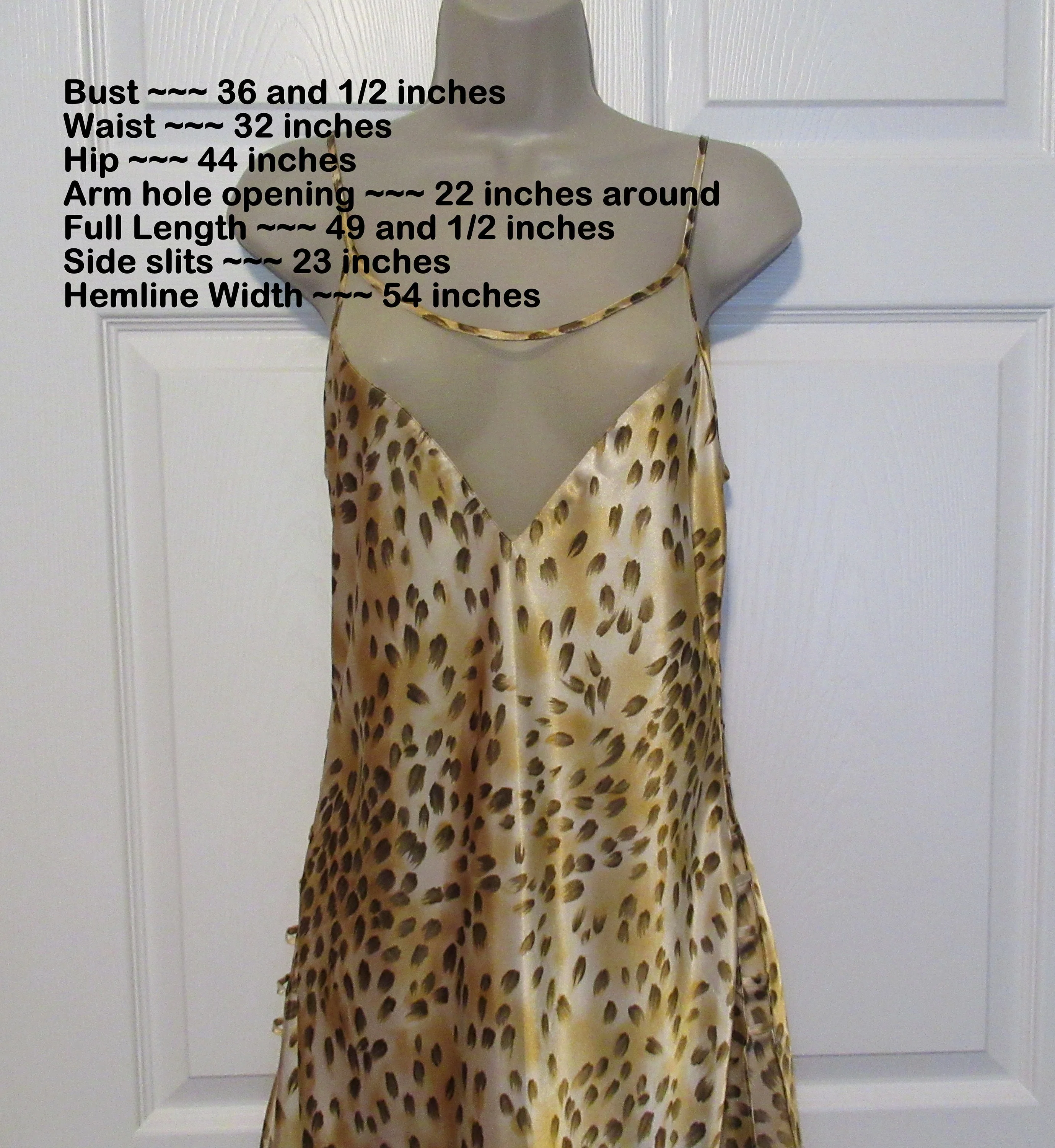 36 Bust A-Line Nightgown Cinema Etoile Animal Print Polyester, Sz Med, Ladder Rail Sides, Sheer Low Cut, Made Philippines, Spaghetti Strap - Image 8