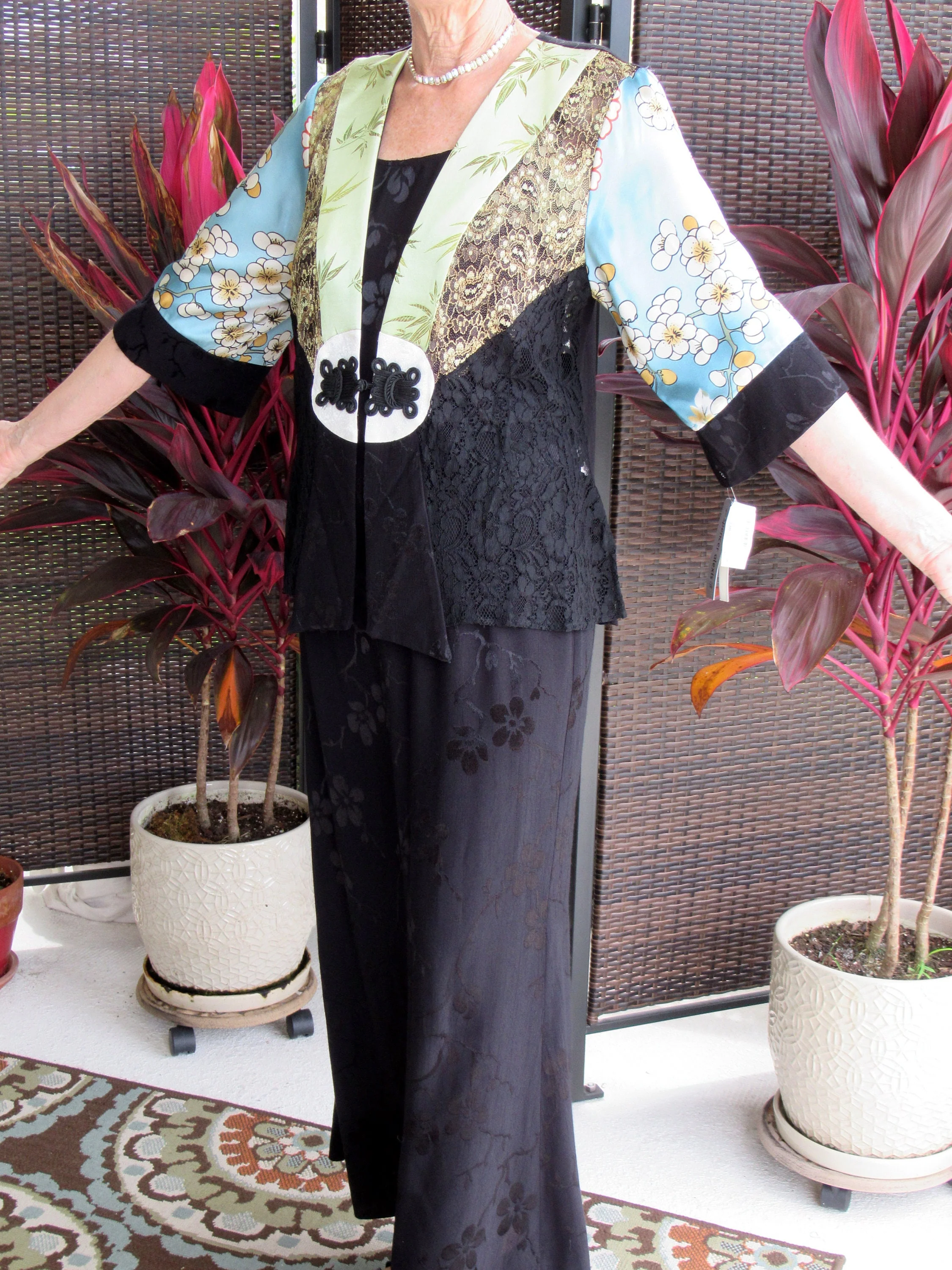 38 Bust Dress and Robe Blazer Original Paper Tag, Sleeveless Long Dress, Black/blue, Spencer Alexis Chic Unworn 2-Pieces, Made Usa, - Image 5
