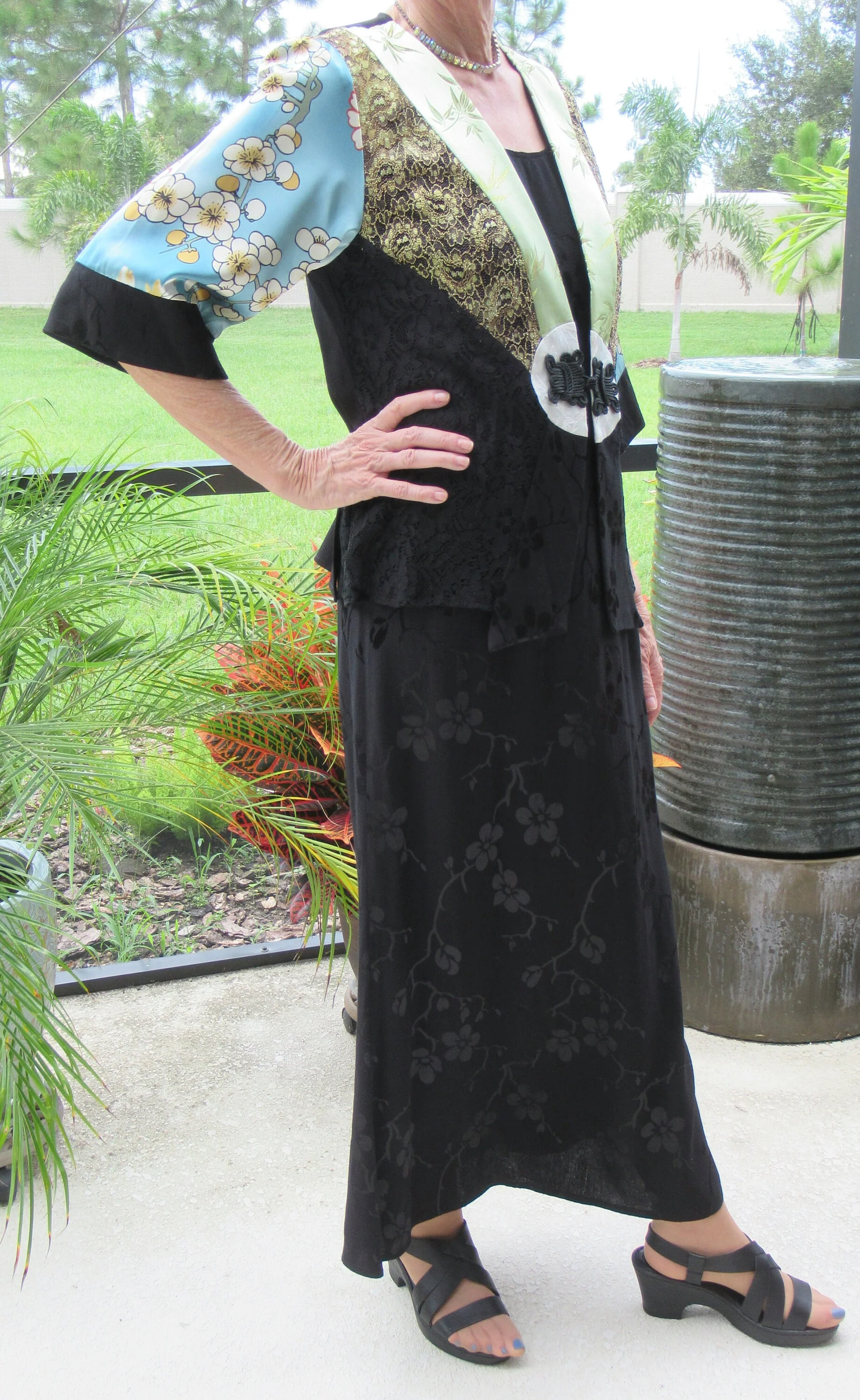 38 Bust Dress and Robe Blazer Original Paper Tag, Sleeveless Long Dress, Black/blue, Spencer Alexis Chic Unworn 2-Pieces, Made Usa, - Image 8