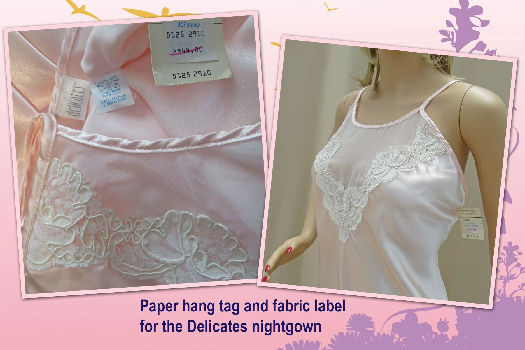 40 Inch Bust Robe and Nightgown Set Never Worn Delicates, Pink Open Front Sheer Robe, Long Gown, Polyester/lace, Made Usa, Original Paper Tag - Image 8