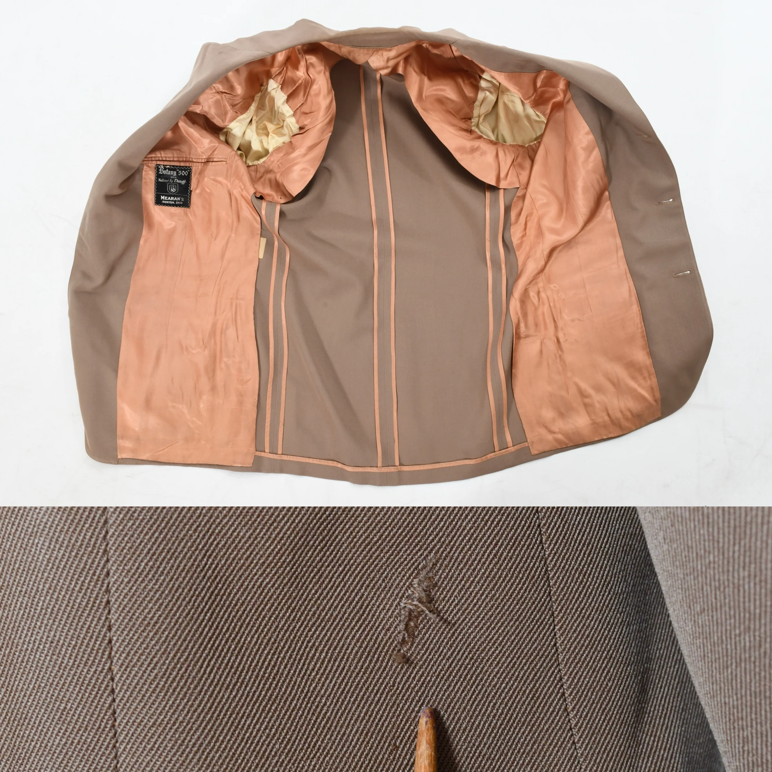 40s 37s Tan Gabardine Single Breasted Pants Suit By Botany "500" - Image 11