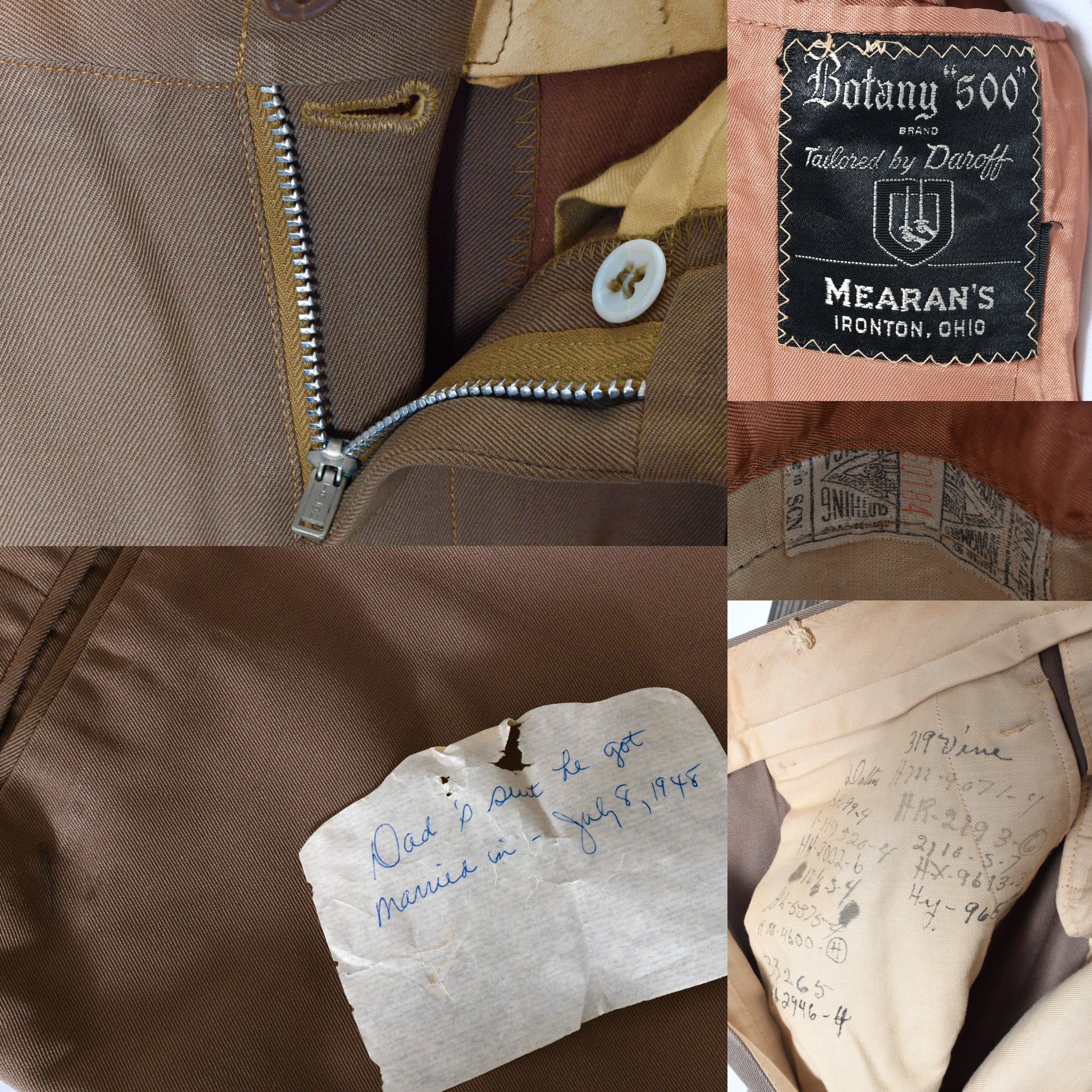 40s 37s Tan Gabardine Single Breasted Pants Suit By Botany "500" - Image 12