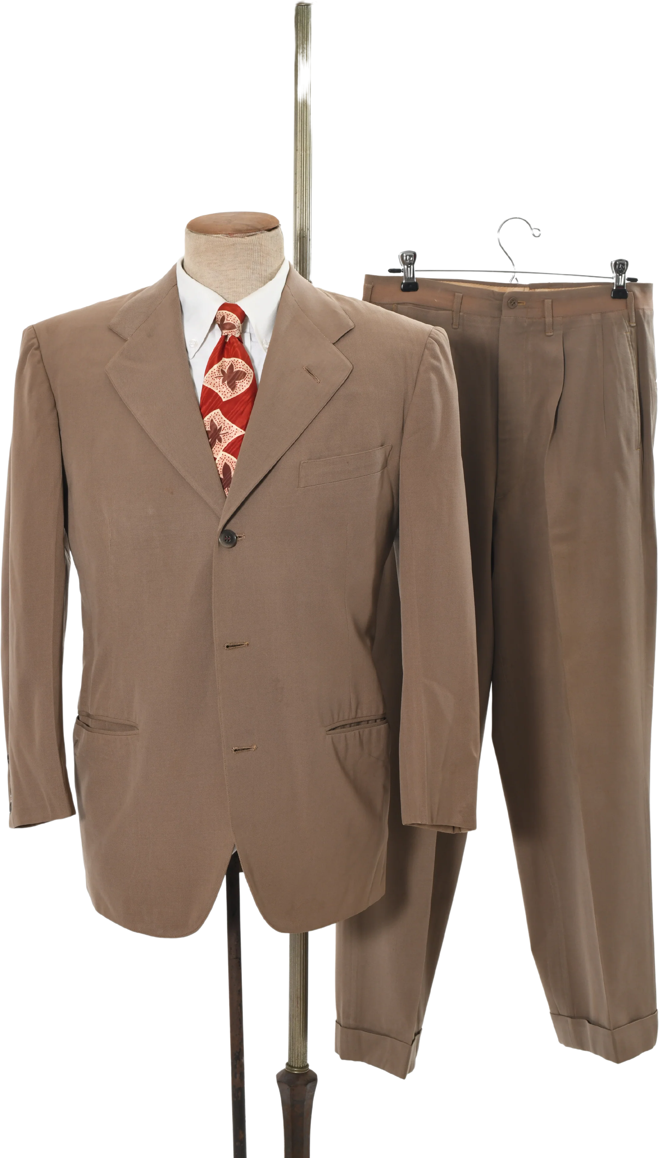 40s 37s Tan Gabardine Single Breasted Pants Suit By Botany "500" - Image 3