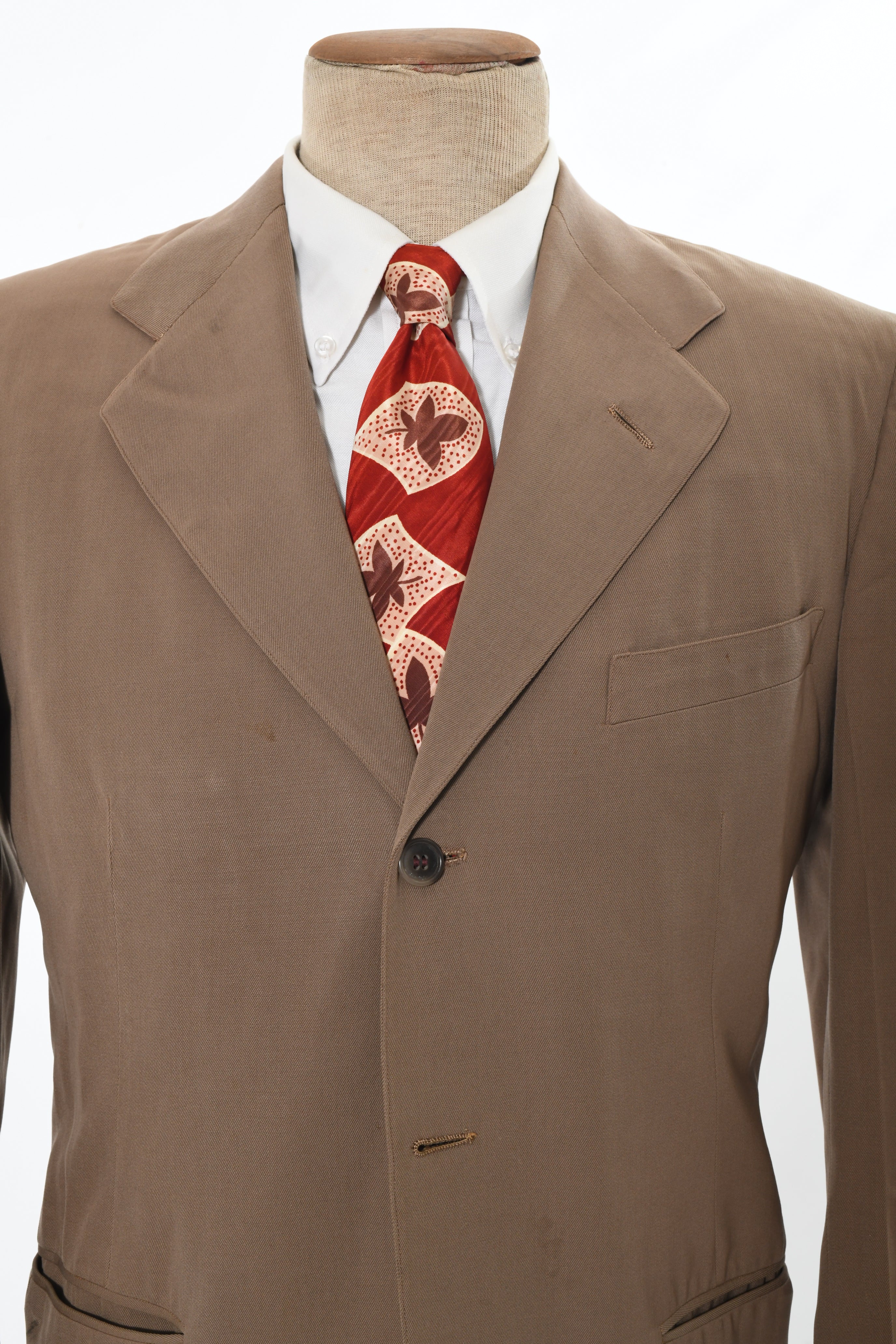 40s 37s Tan Gabardine Single Breasted Pants Suit By Botany "500" - Image 5