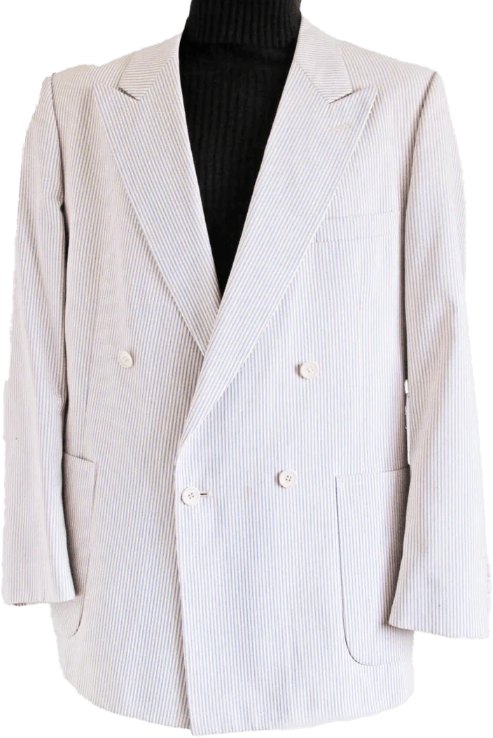 40s 50s Academy Award Clothes Sportscoat, Striped Summer Sportscoat Jacket Double Breasted Wedding The Races