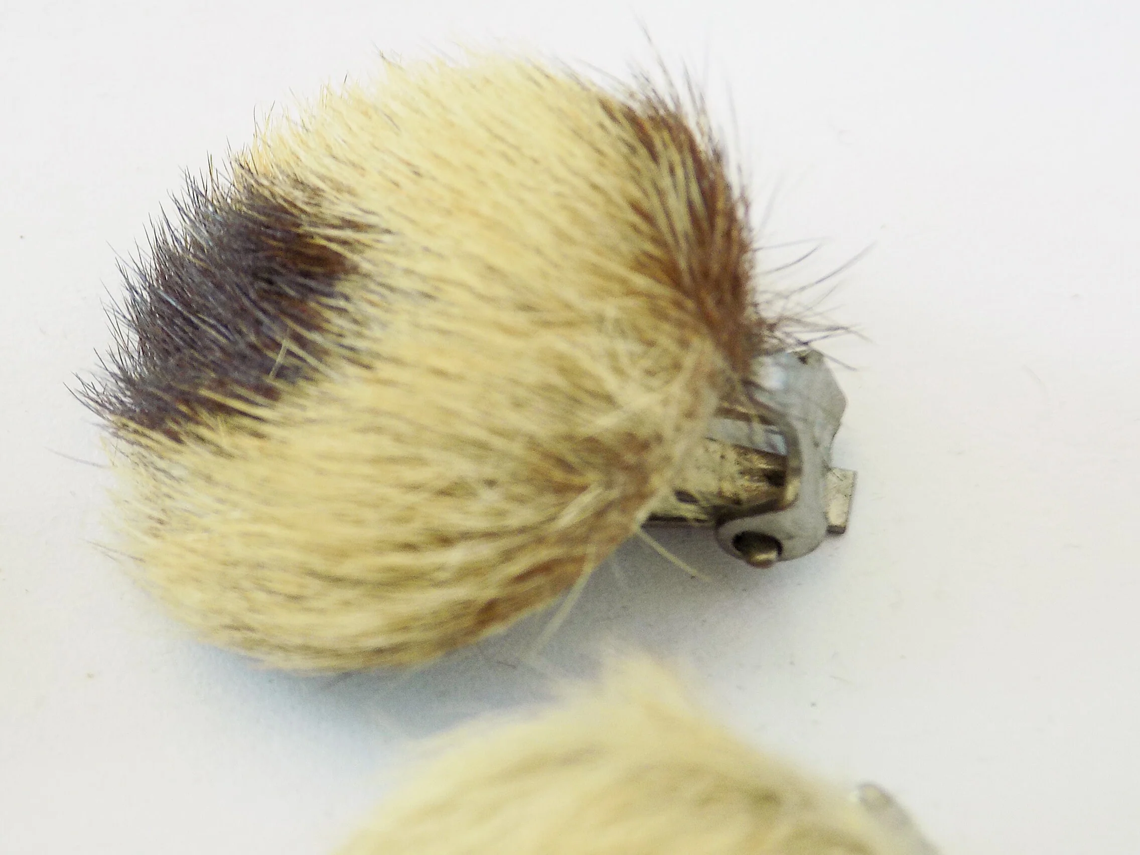 40s 50s and 80s Vintage Leopard Earrings Two Pair Are Real Fur Clip One Inch Stenciled Rabbit Enamel - Image 4