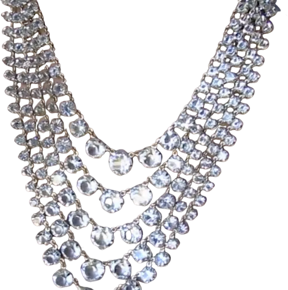 40s/50s Art Deco 5-strand Crystal Riviere Necklace