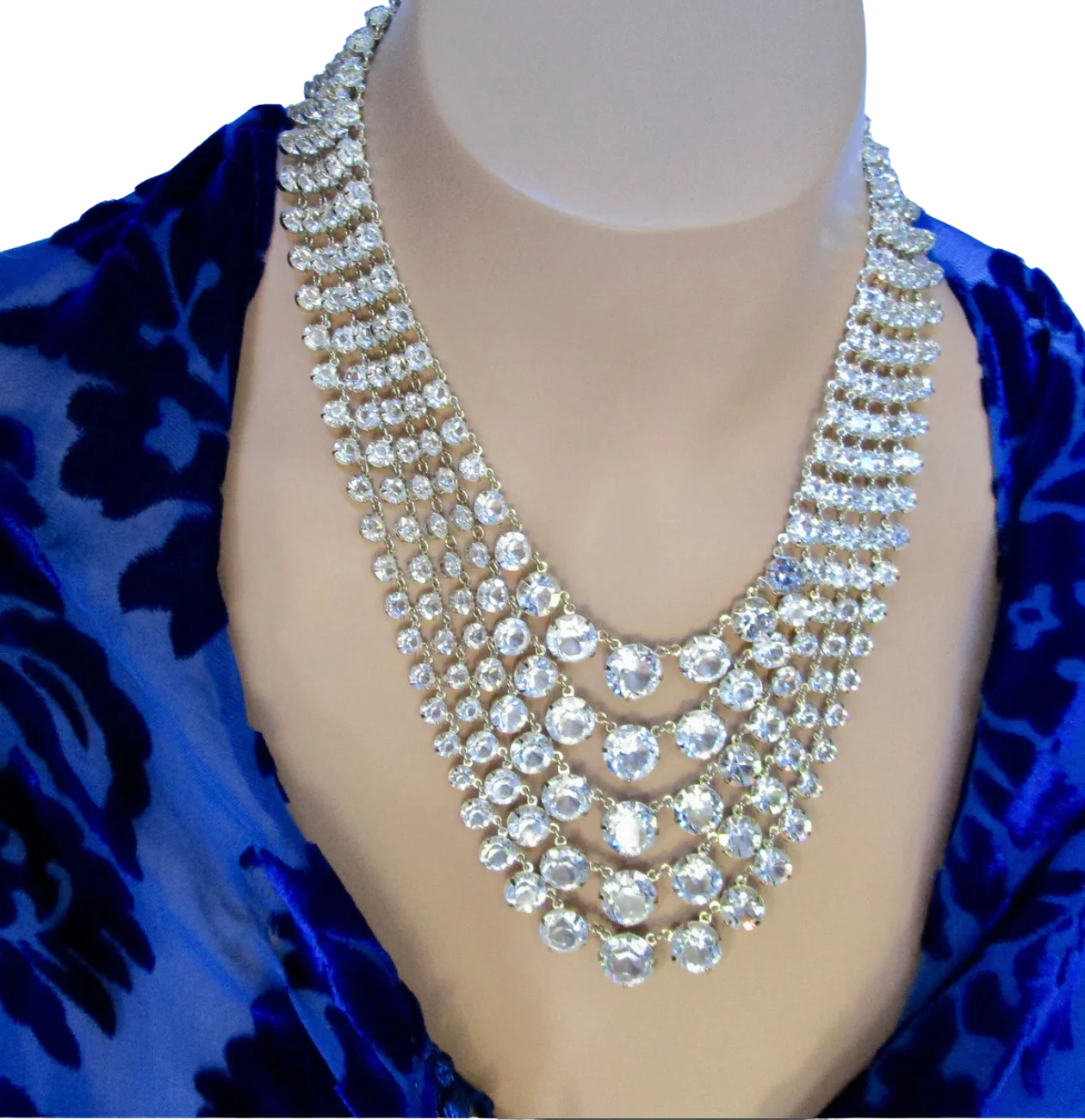 40s/50s Art Deco 5-strand Crystal Riviere Necklace - Image 2