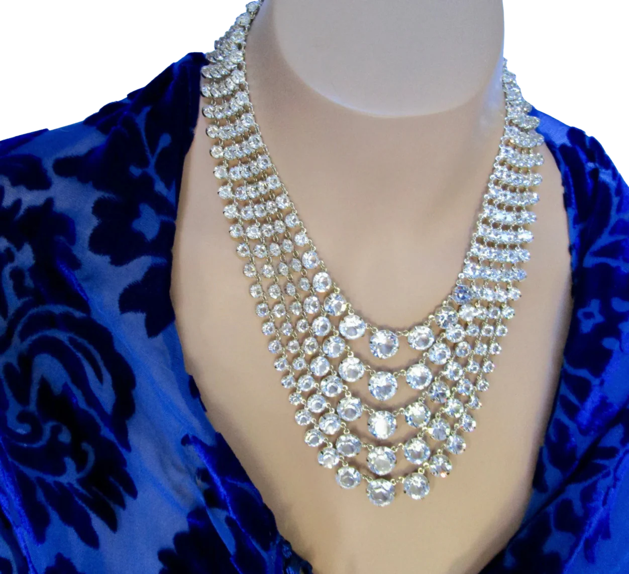 40s/50s Art Deco 5-strand Crystal Riviere Necklace - Image 3