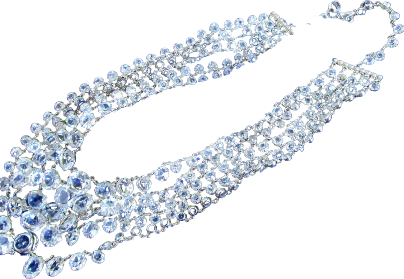 40s/50s Art Deco 5-strand Crystal Riviere Necklace - Image 4