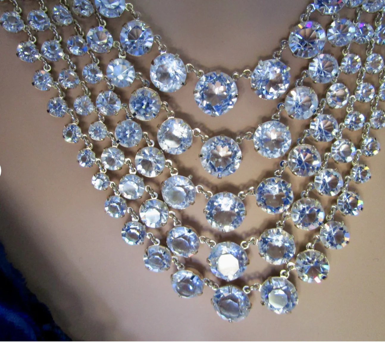 40s/50s Art Deco 5-strand Crystal Riviere Necklace - Image 6