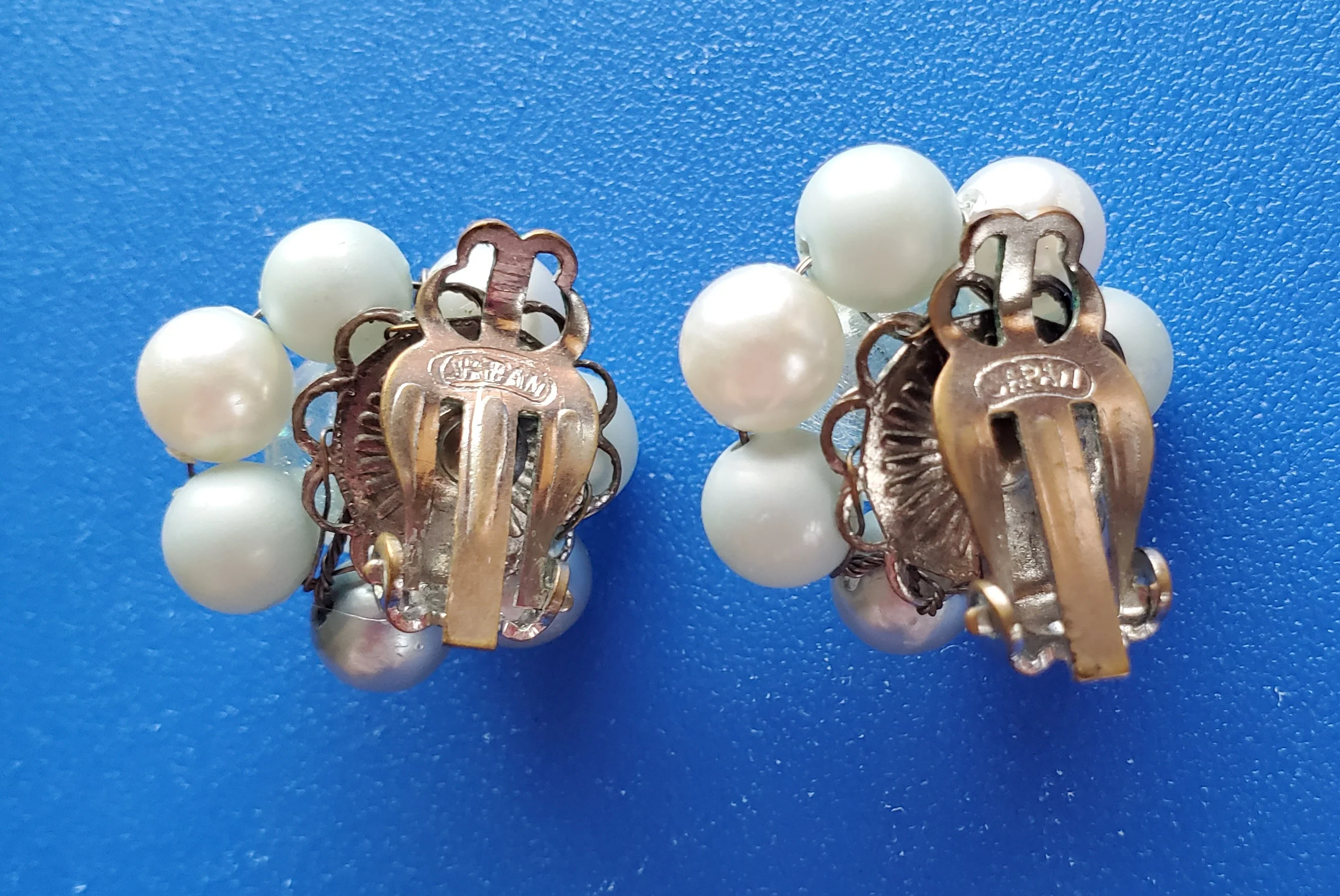 40s/50s Beaded Cluster Earrings Made In Japan By Japan - Image 2