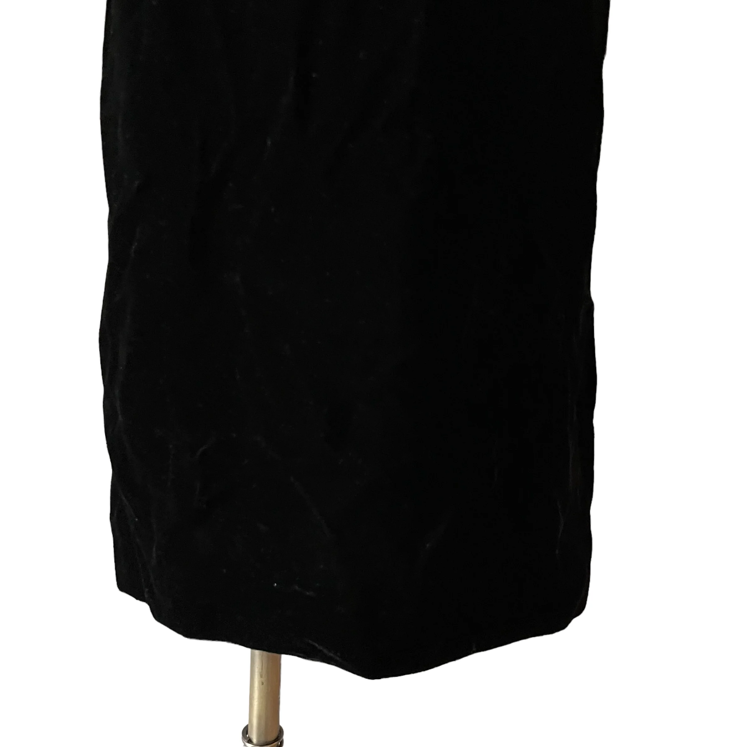 40s/50s Black Crushed Velvet Beaded Homemade Dress - Image 3