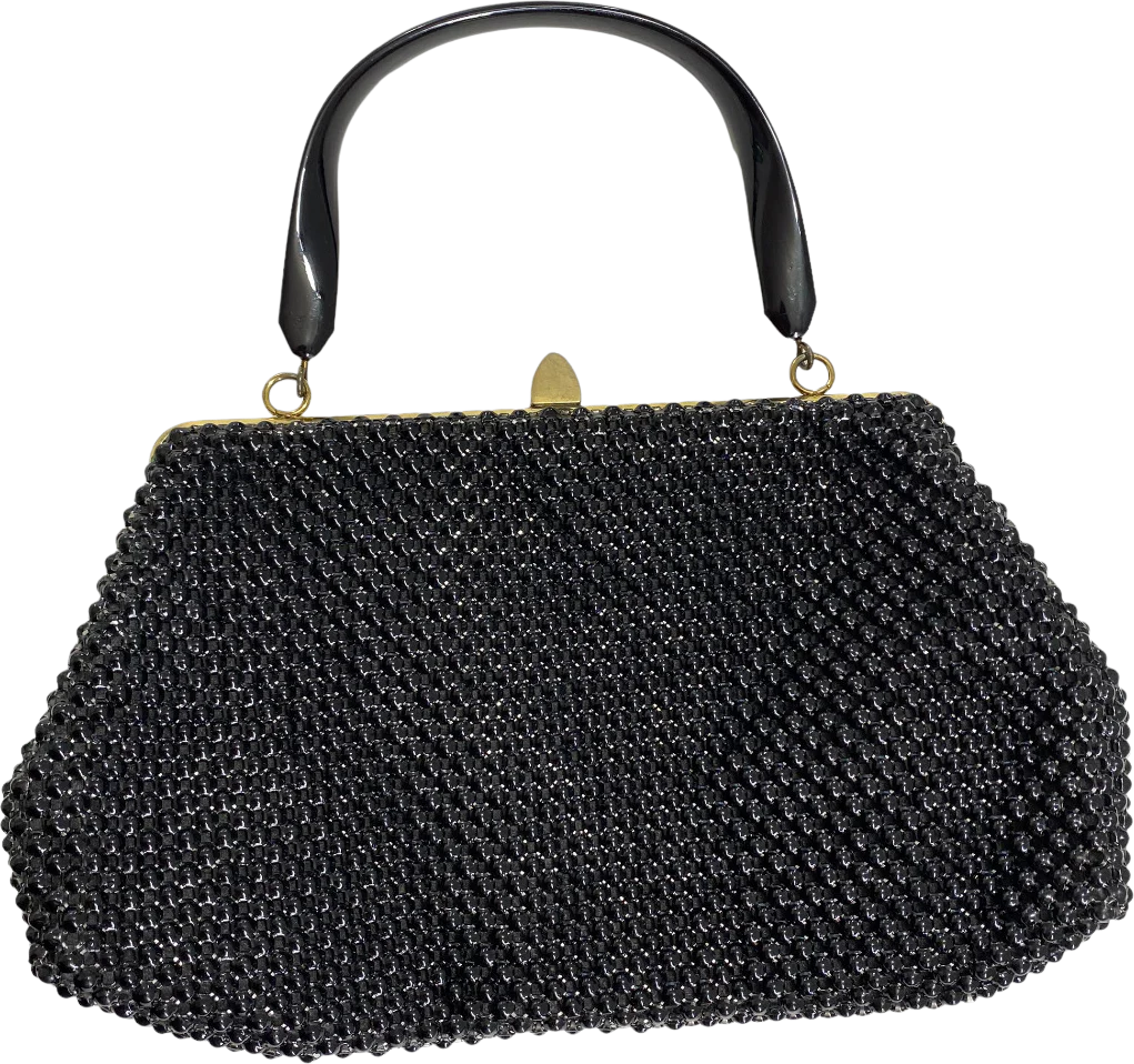 40s/50s Black Mesh Chainlink Bakelite Top Handle Bag By Whiting & Davis