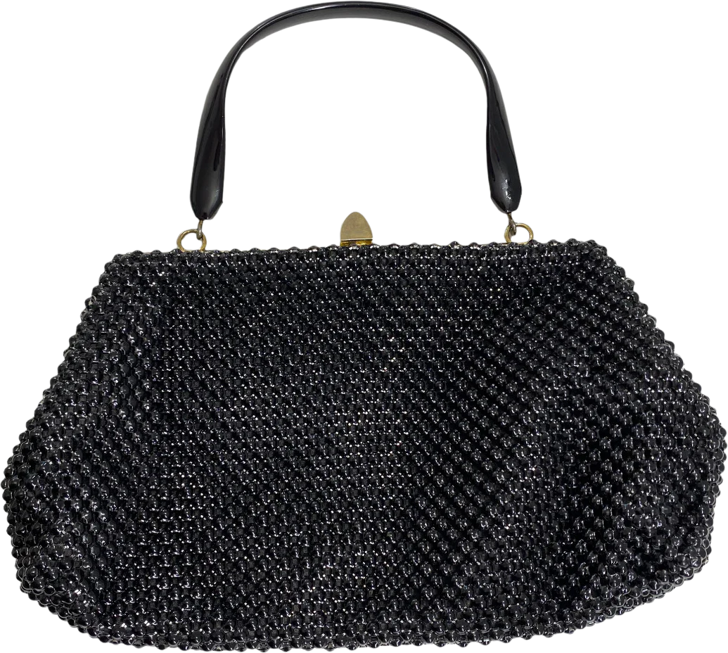 40s/50s Black Mesh Chainlink Bakelite Top Handle Bag By Whiting & Davis - Image 2