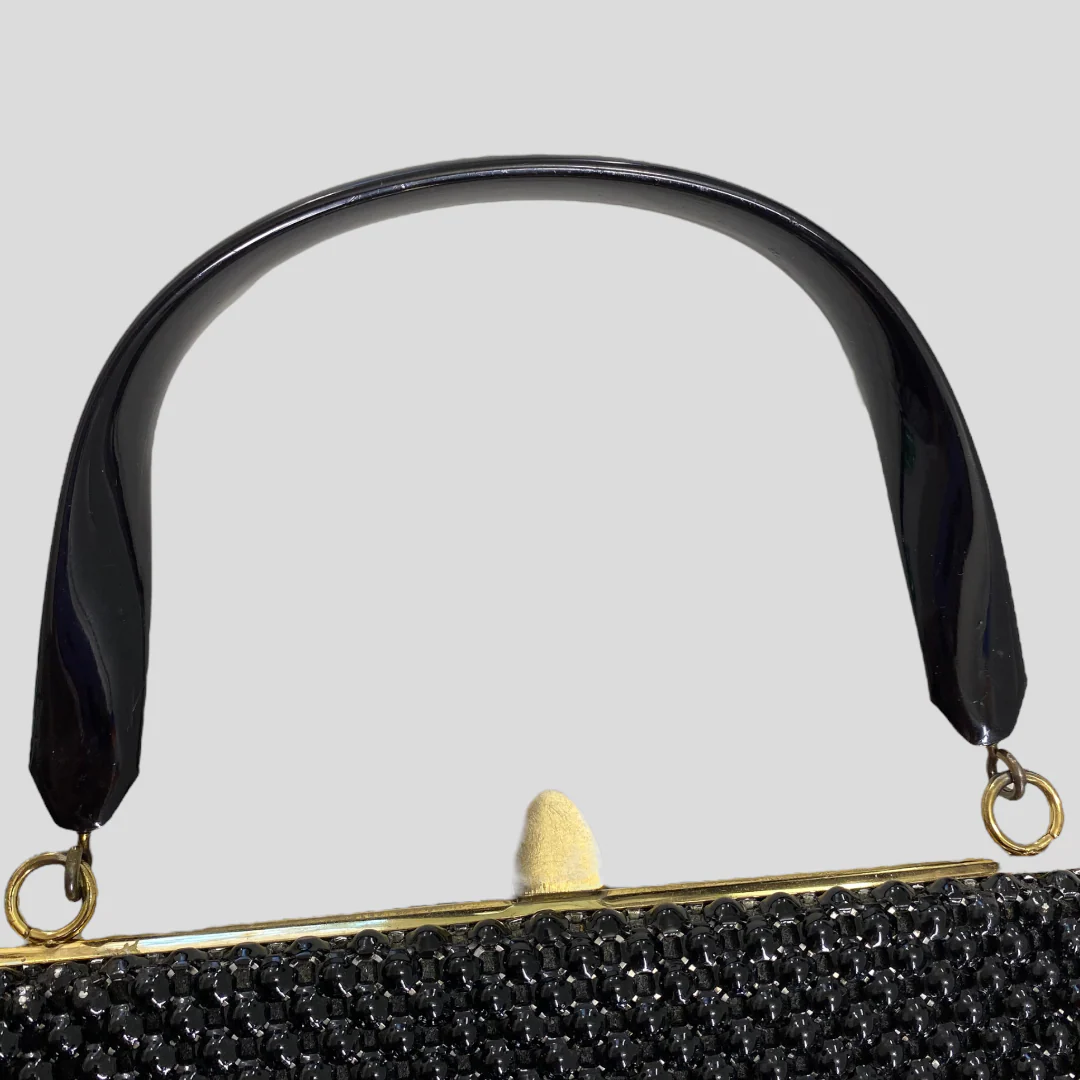 40s/50s Black Mesh Chainlink Bakelite Top Handle Bag By Whiting & Davis - Image 3