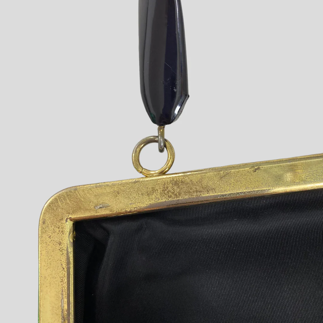 40s/50s Black Mesh Chainlink Bakelite Top Handle Bag By Whiting & Davis - Image 7