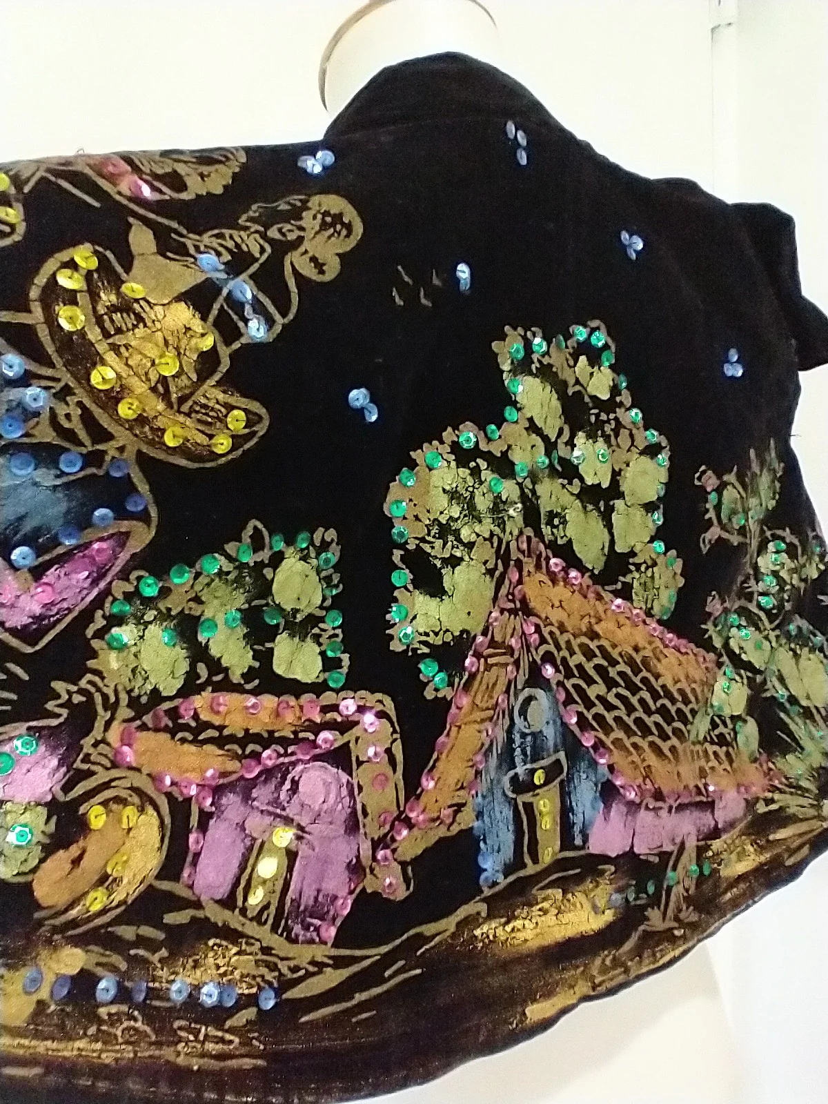 40s/50s Black Velvet Hand Painted Circle Skirt By Mexicana - Image 2