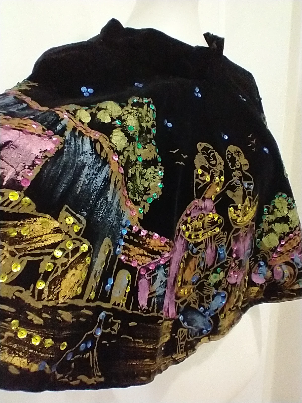 40s/50s Black Velvet Hand Painted Circle Skirt By Mexicana - Image 7