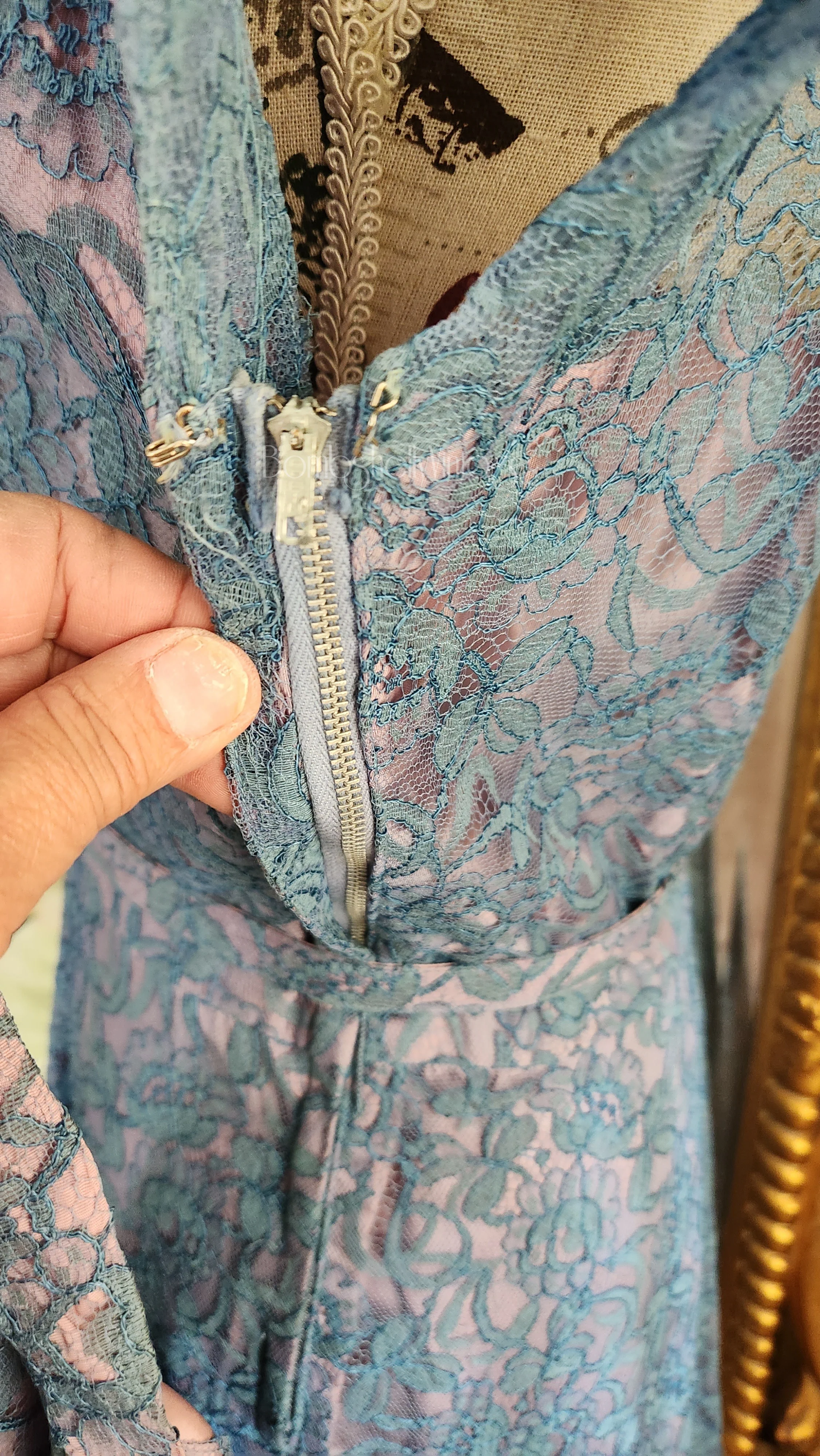 40s/50s Blue Lace Dress With Bolero Jacket And Belt By Tea Time Originals - Image 11
