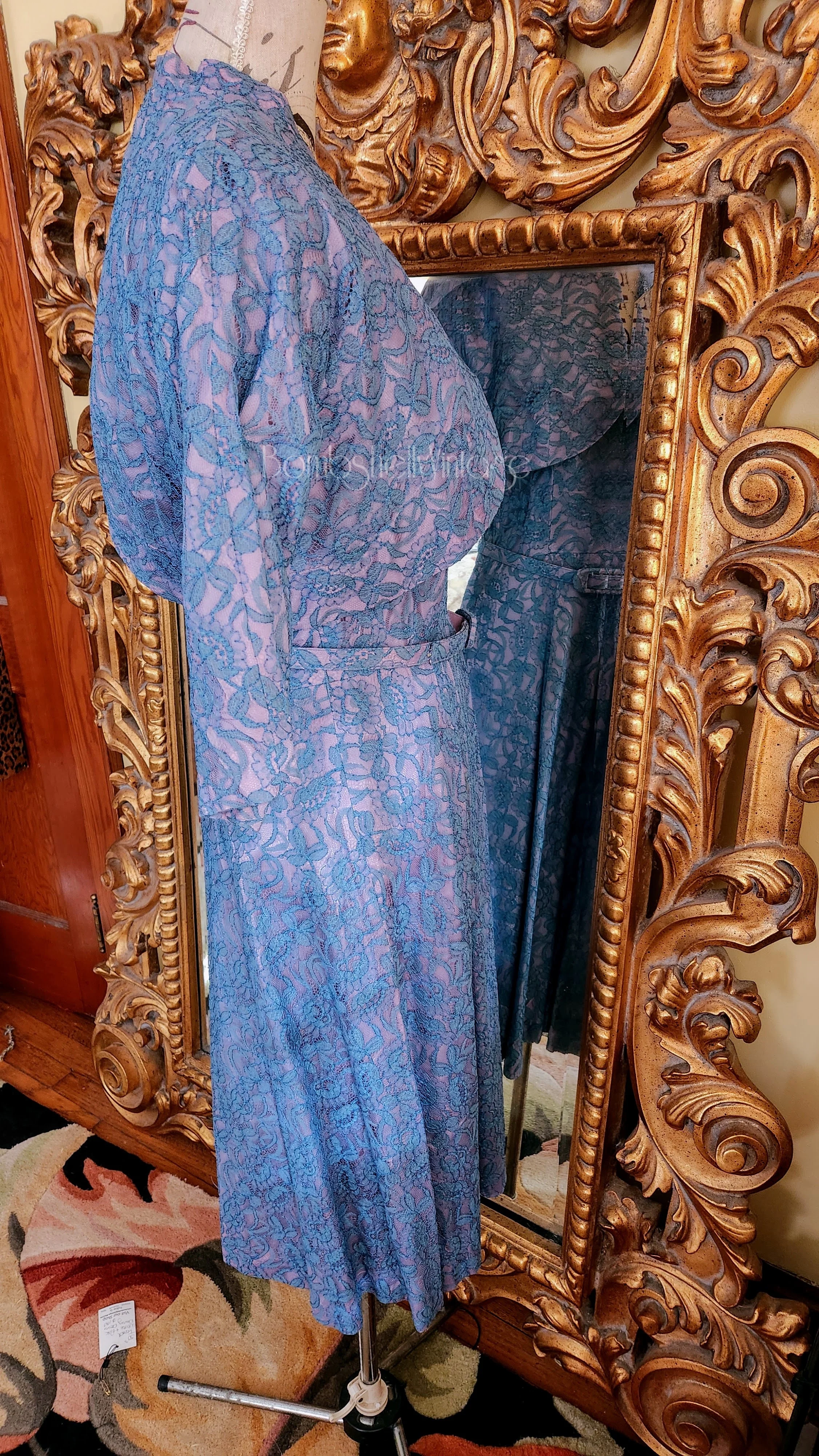 40s/50s Blue Lace Dress With Bolero Jacket And Belt By Tea Time Originals - Image 4