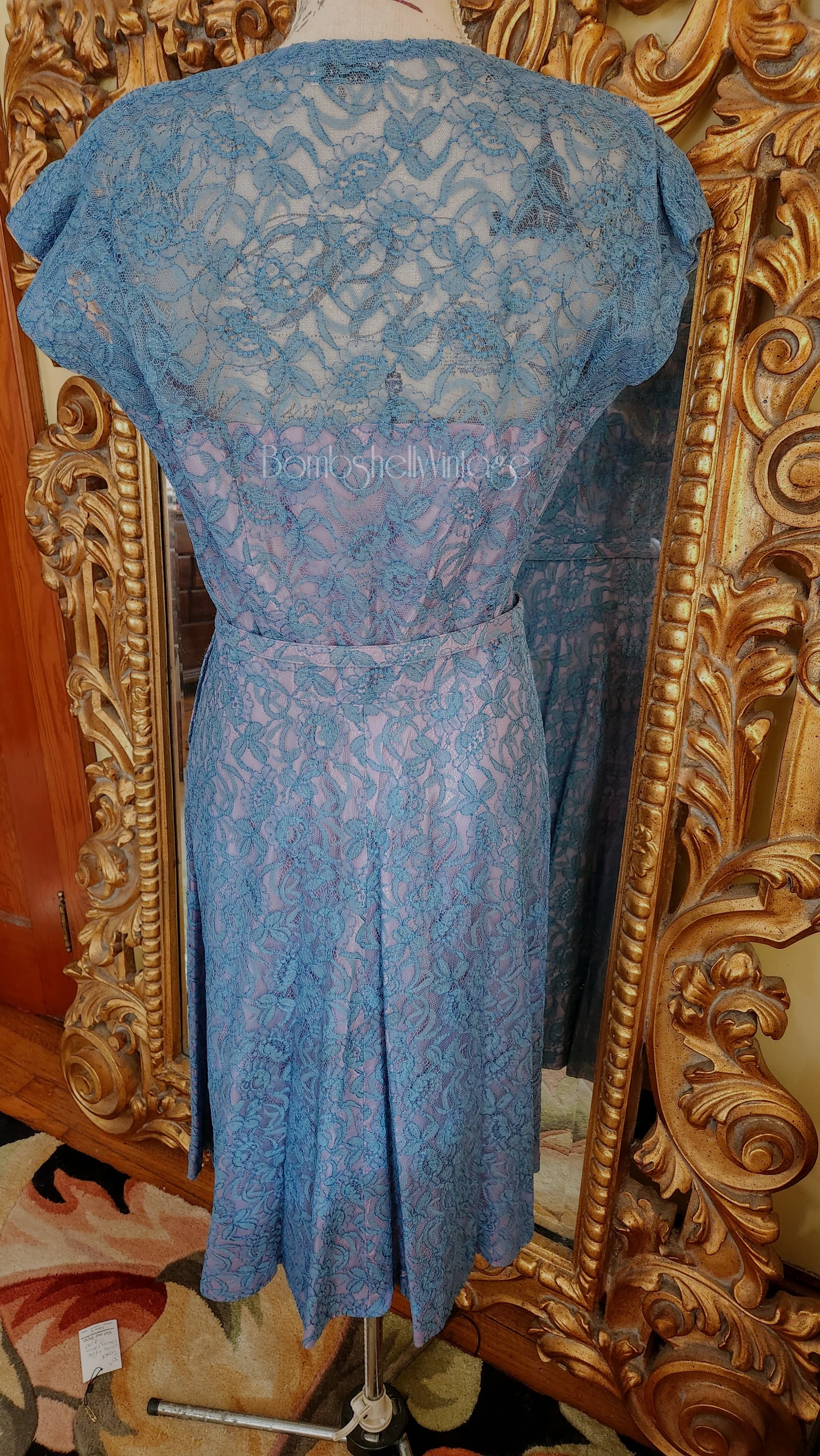 40s/50s Blue Lace Dress With Bolero Jacket And Belt By Tea Time Originals - Image 7