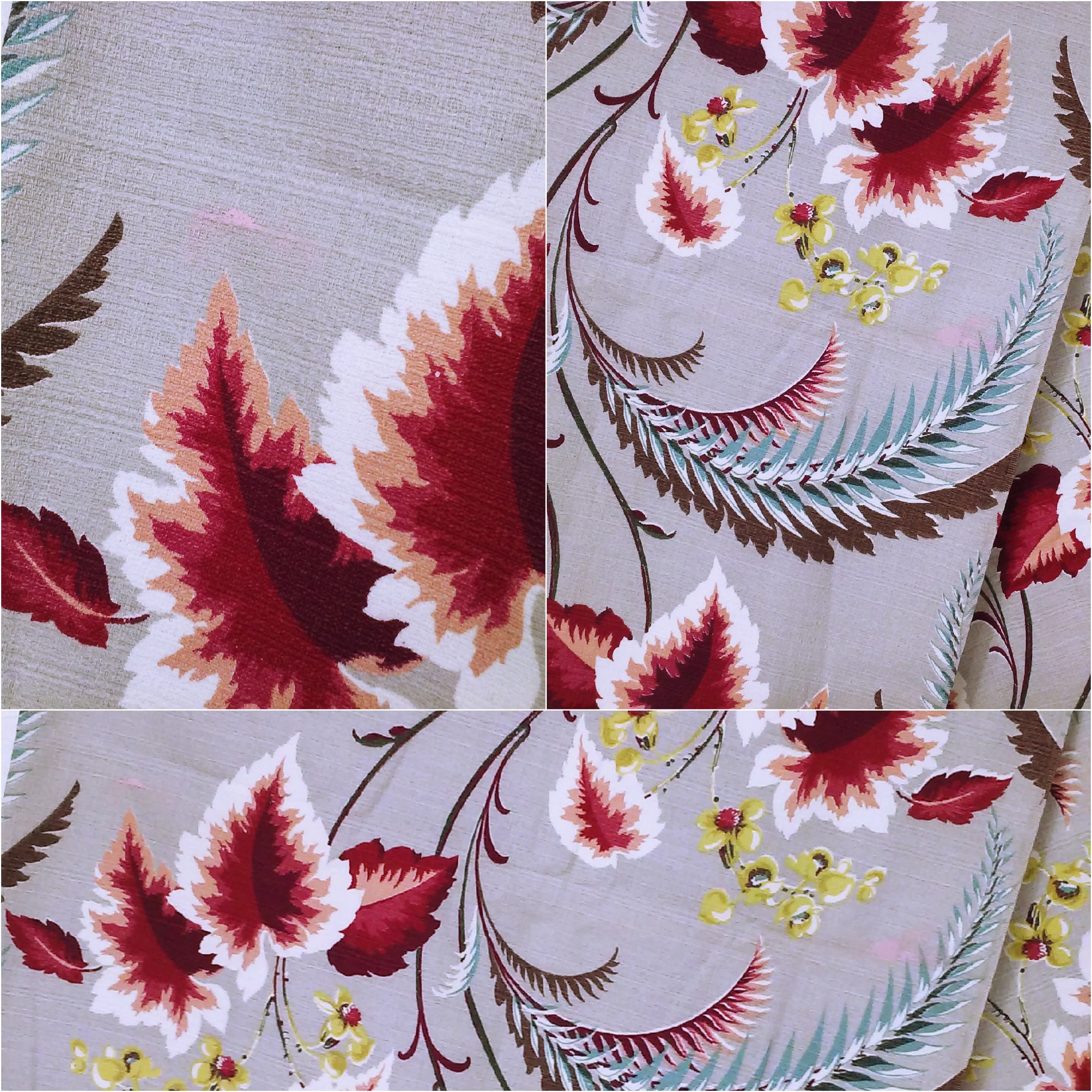 40s/50s Botanical Barkcloth Fabric 47x93 Selvedge Edges By Textured Barkcloth Textile Fabric Yardage Notion - Image 11