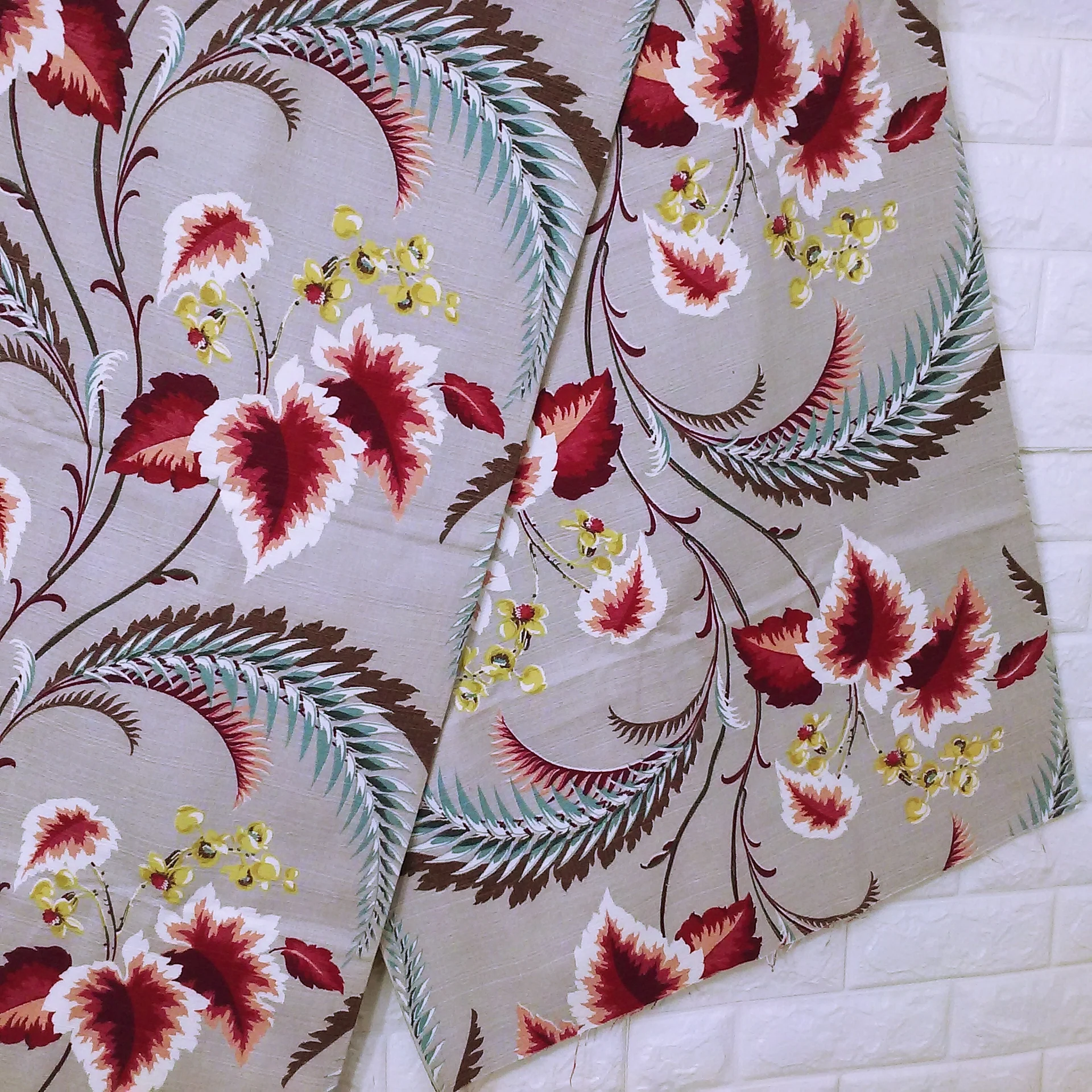 40s/50s Botanical Barkcloth Fabric 47x93 Selvedge Edges By Textured Barkcloth Textile Fabric Yardage Notion - Image 7