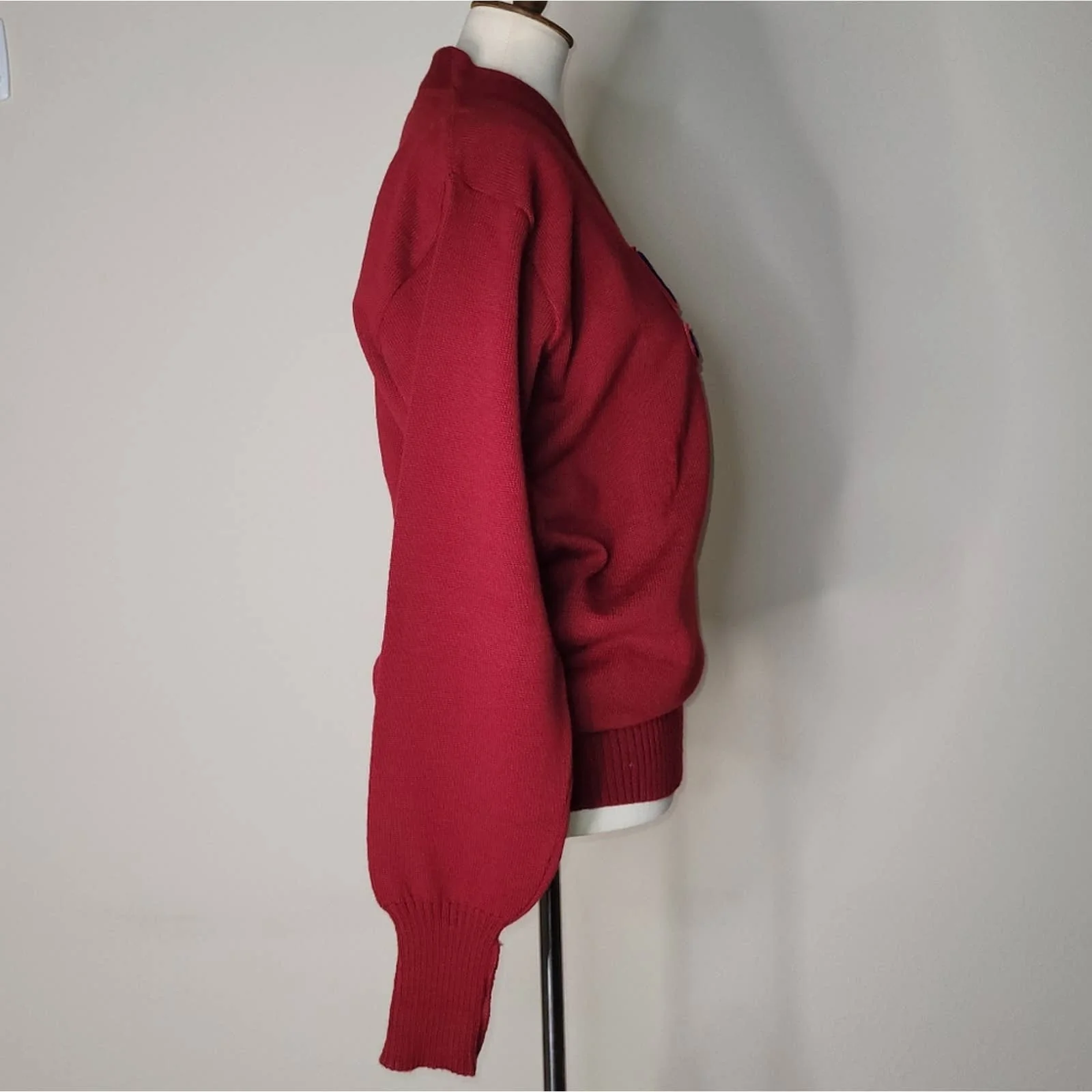 40s/50s Burgundy Letterman #59 Varsity Pull Over Sweater - L by HL Whiting Co - Image 3