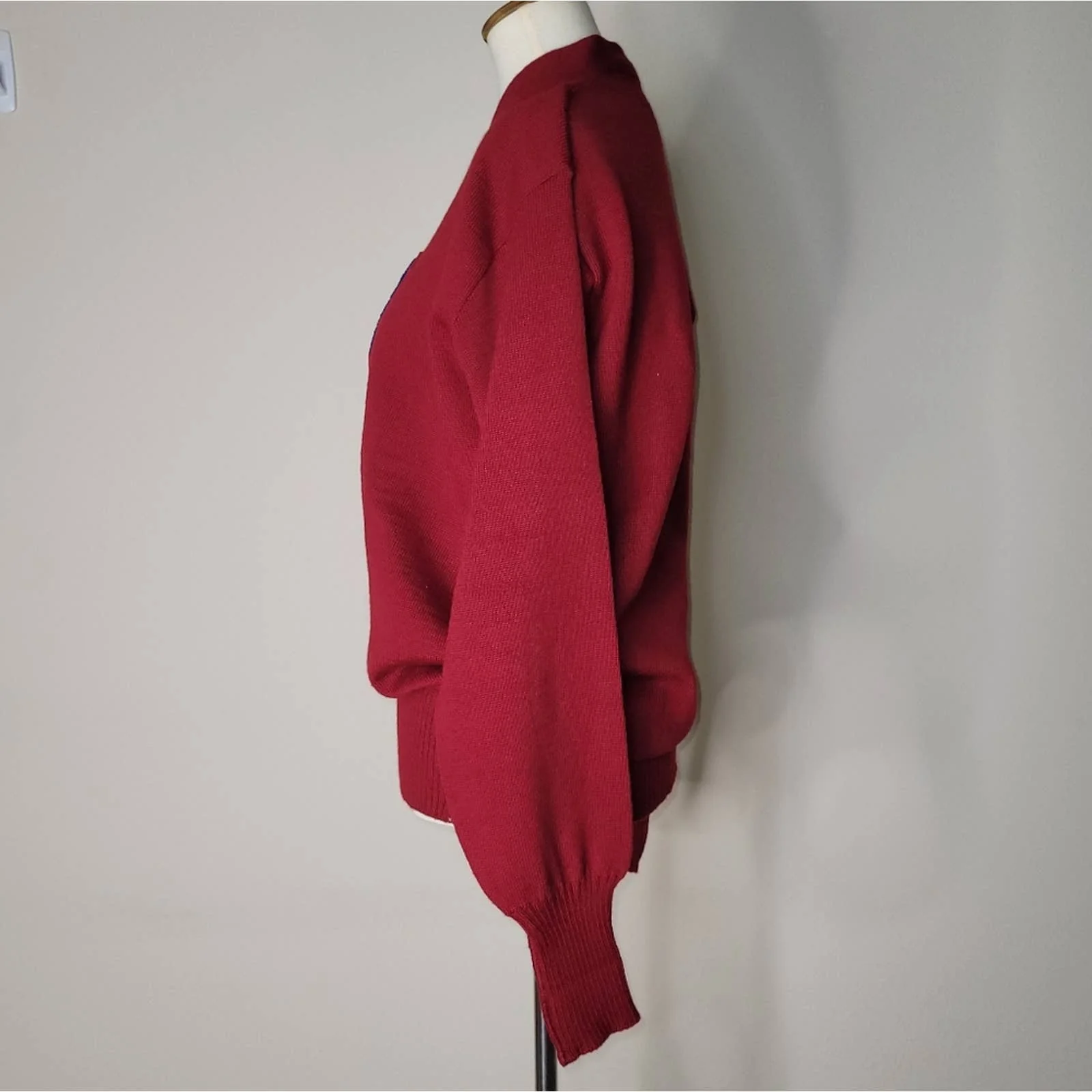 40s/50s Burgundy Letterman #59 Varsity Pull Over Sweater - L by HL Whiting Co - Image 4