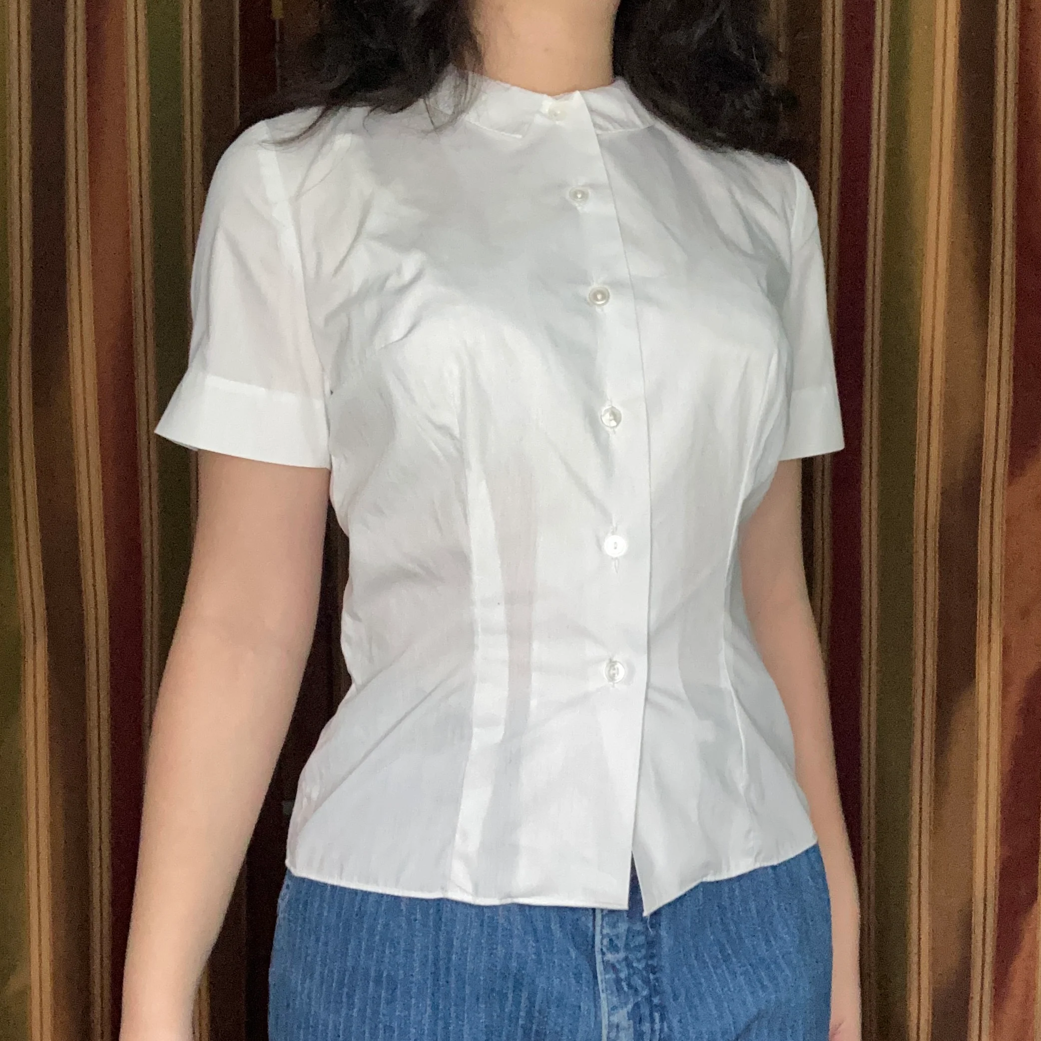 40s/50s Casual Fitted Button Down Blouse Shirt By Mcmullen - Image 2