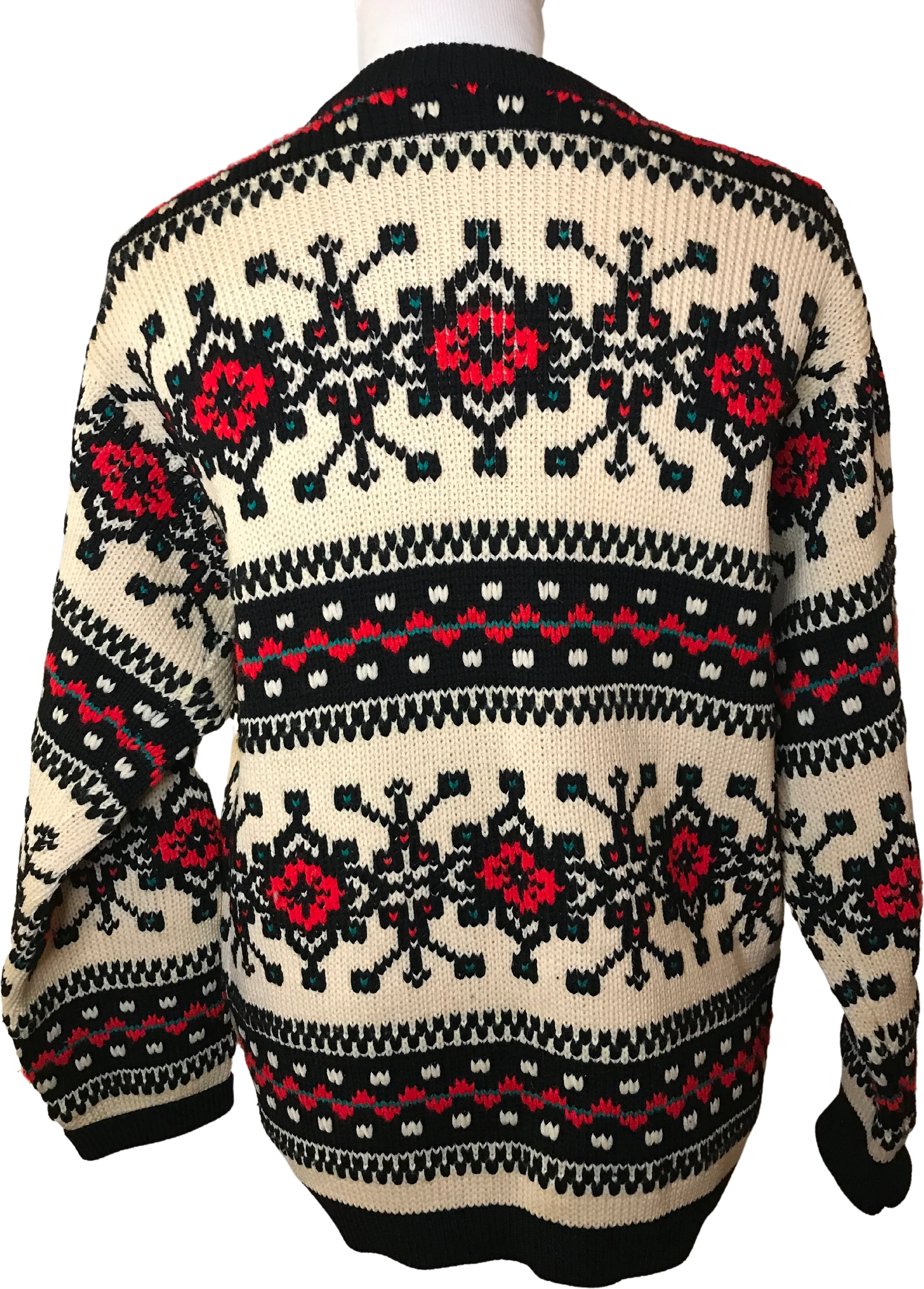 40s/50s Chunky Knit Wool Fair Isle Cardigan Sweater - Image 2