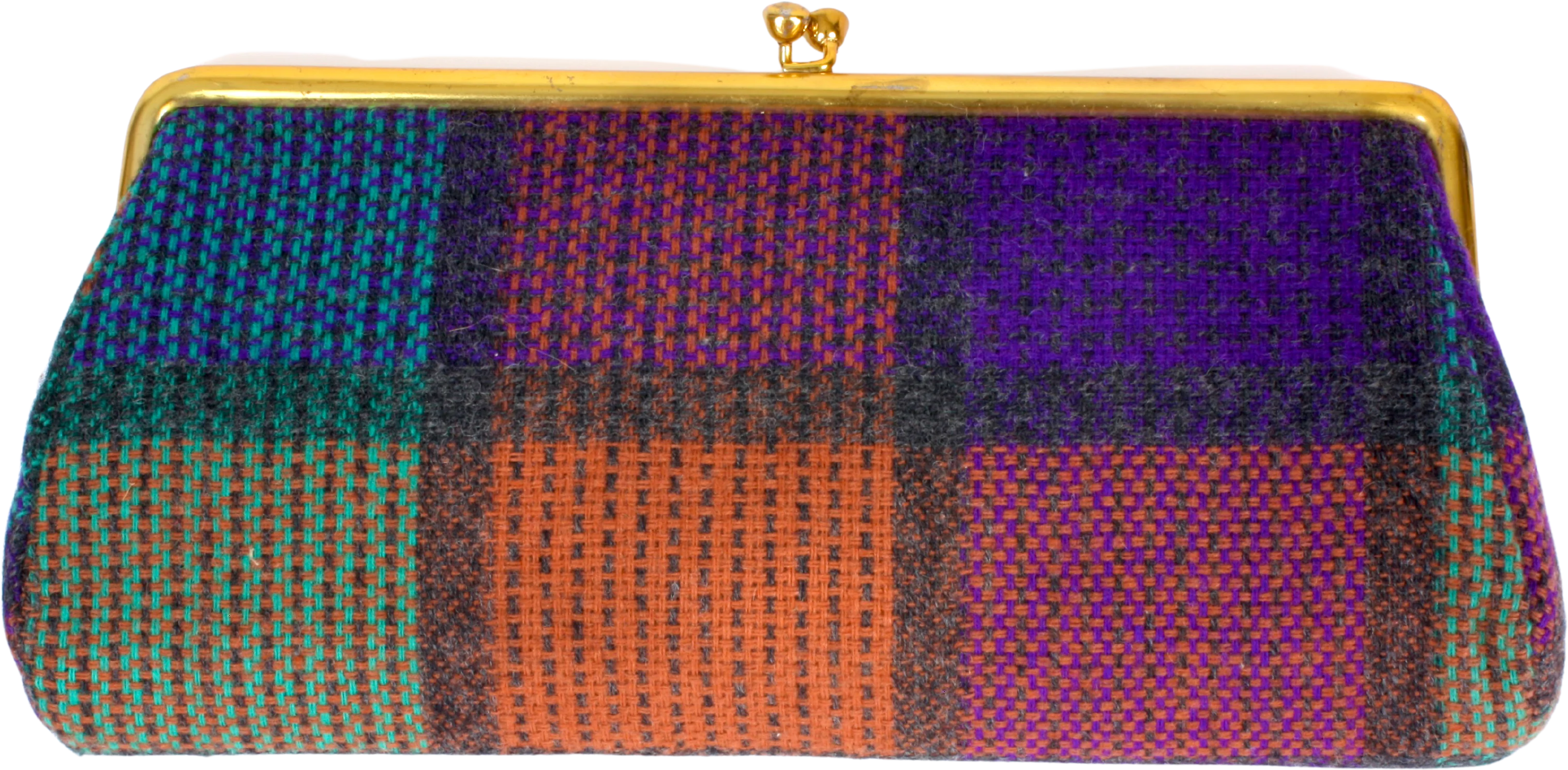 40s/50s Colorful Plaid Knit Clutch Evening Hand Bag Purse - Image 2